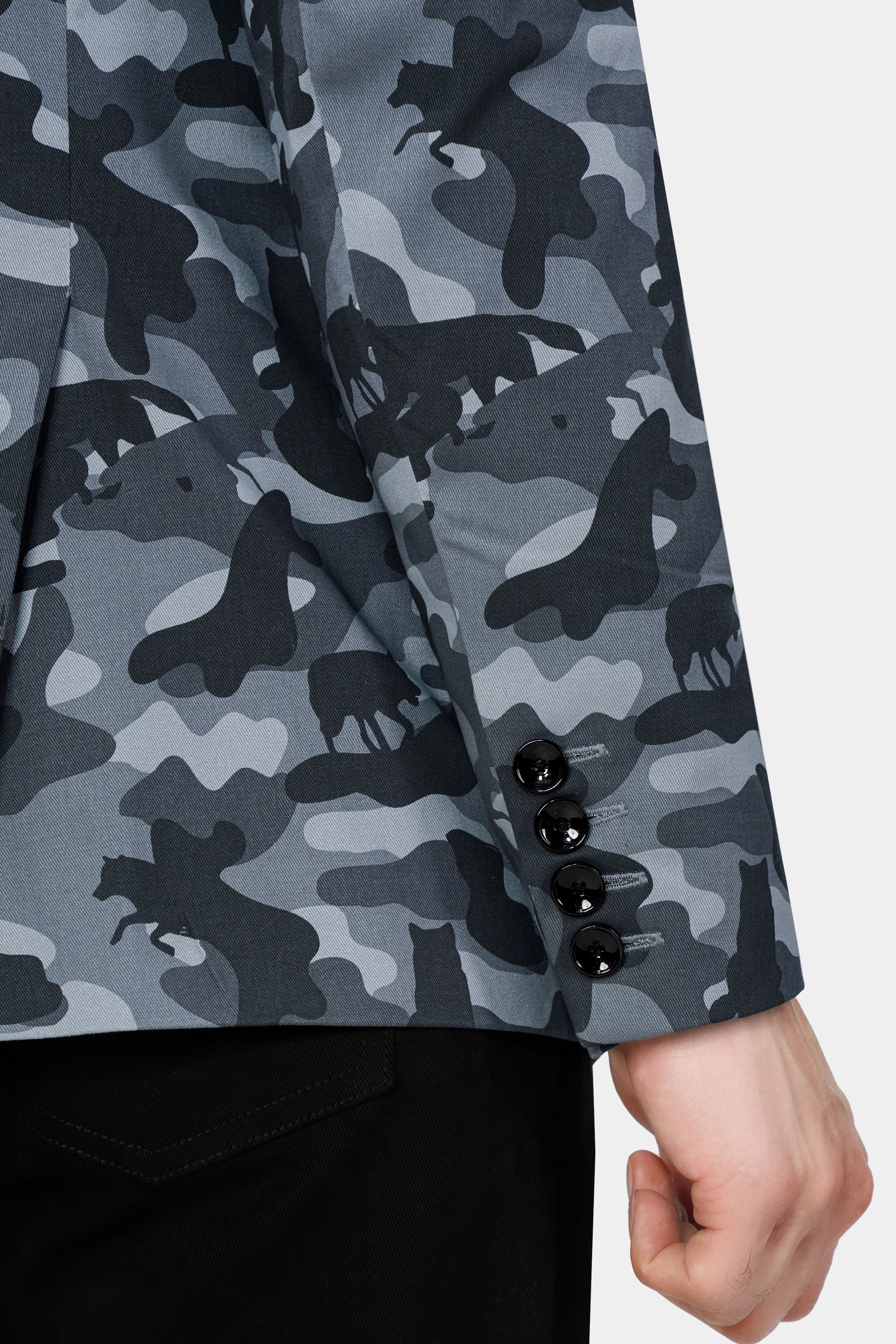 Oslo Gray with Graphite Gray Printed Premium Cotton Blazer  BL2971-SB-D110-36, BL2971-SB-D110-38, BL2971-SB-D110-40, BL2971-SB-D110-42, BL2971-SB-D110-44, BL2971-SB-D110-46, BL2971-SB-D110-48, BL2971-SB-D110-50, BL2971-SB-D110-52, BL2971-SB-D110-54, BL2971-SB-D110-56, BL2971-SB-D110-58, BL2971-SB-D110-60