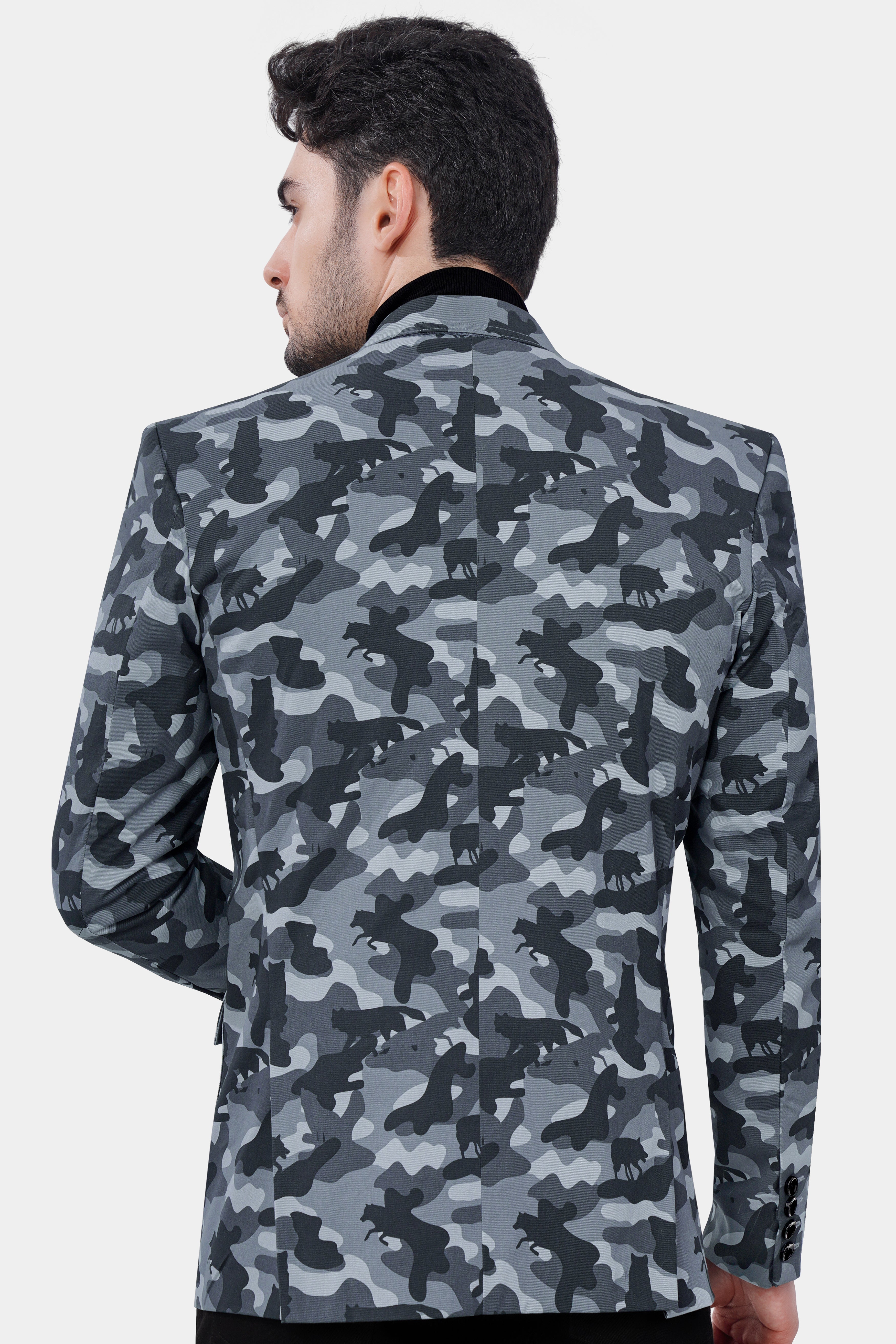 Oslo Gray with Graphite Gray Printed Premium Cotton Blazer  BL2971-SB-D110-36, BL2971-SB-D110-38, BL2971-SB-D110-40, BL2971-SB-D110-42, BL2971-SB-D110-44, BL2971-SB-D110-46, BL2971-SB-D110-48, BL2971-SB-D110-50, BL2971-SB-D110-52, BL2971-SB-D110-54, BL2971-SB-D110-56, BL2971-SB-D110-58, BL2971-SB-D110-60