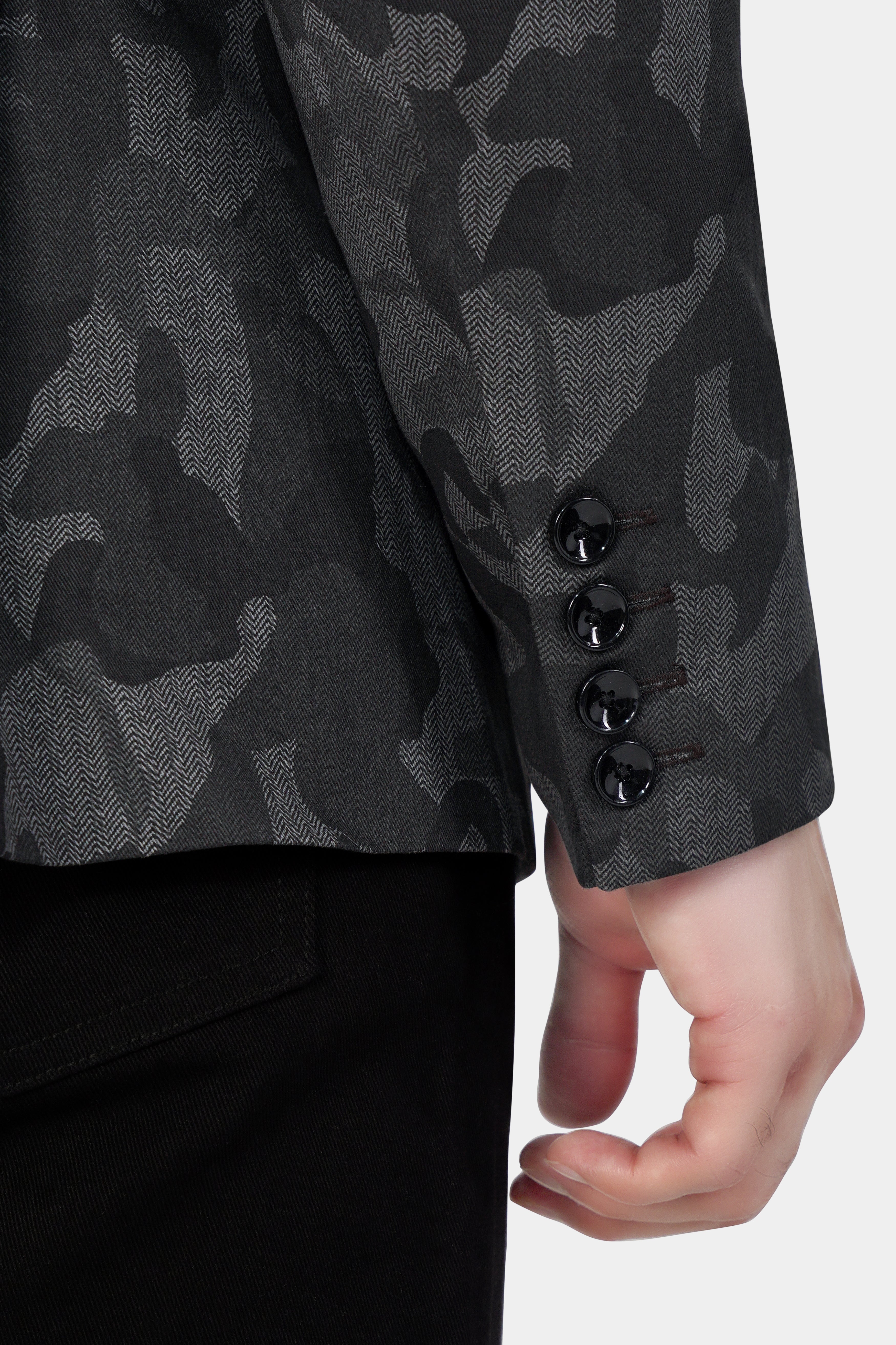 Merengo Gray and Baltic Sea Black Premium Cotton Blazer BL3018-SBP-D114-36, BL3018-SBP-D114-38, BL3018-SBP-D114-40, BL3018-SBP-D114-42, BL3018-SBP-D114-44, BL3018-SBP-D114-46, BL3018-SBP-D114-48, BL3018-SBP-D114-50, BL3018-SBP-D114-52, BL3018-SBP-D114-54, BL3018-SBP-D114-56, BL3018-SBP-D114-58, BL3018-SBP-D114-60