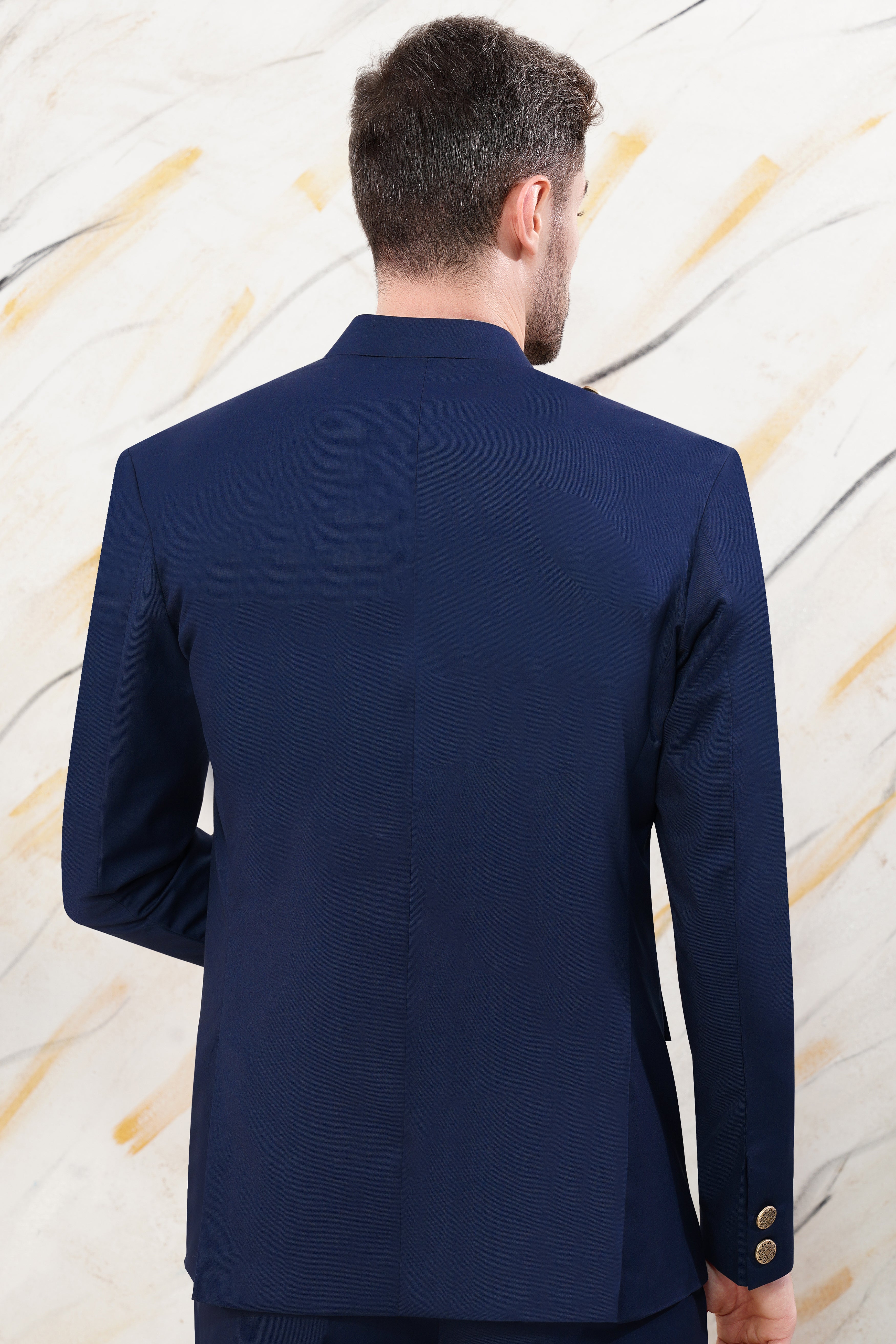 Cloud Burst Blue Cross Buttoned Wool Rich Bandhgala Blazer BL3061-CBG2-36, BL3061-CBG2-38, BL3061-CBG2-40, BL3061-CBG2-42, BL3061-CBG2-44, BL3061-CBG2-46, BL3061-CBG2-48, BL3061-CBG2-50, BL3061-CBG2-52, BL3061-CBG2-54, BL3061-CBG2-56, BL3061-CBG2-58, BL3061-CBG2-60