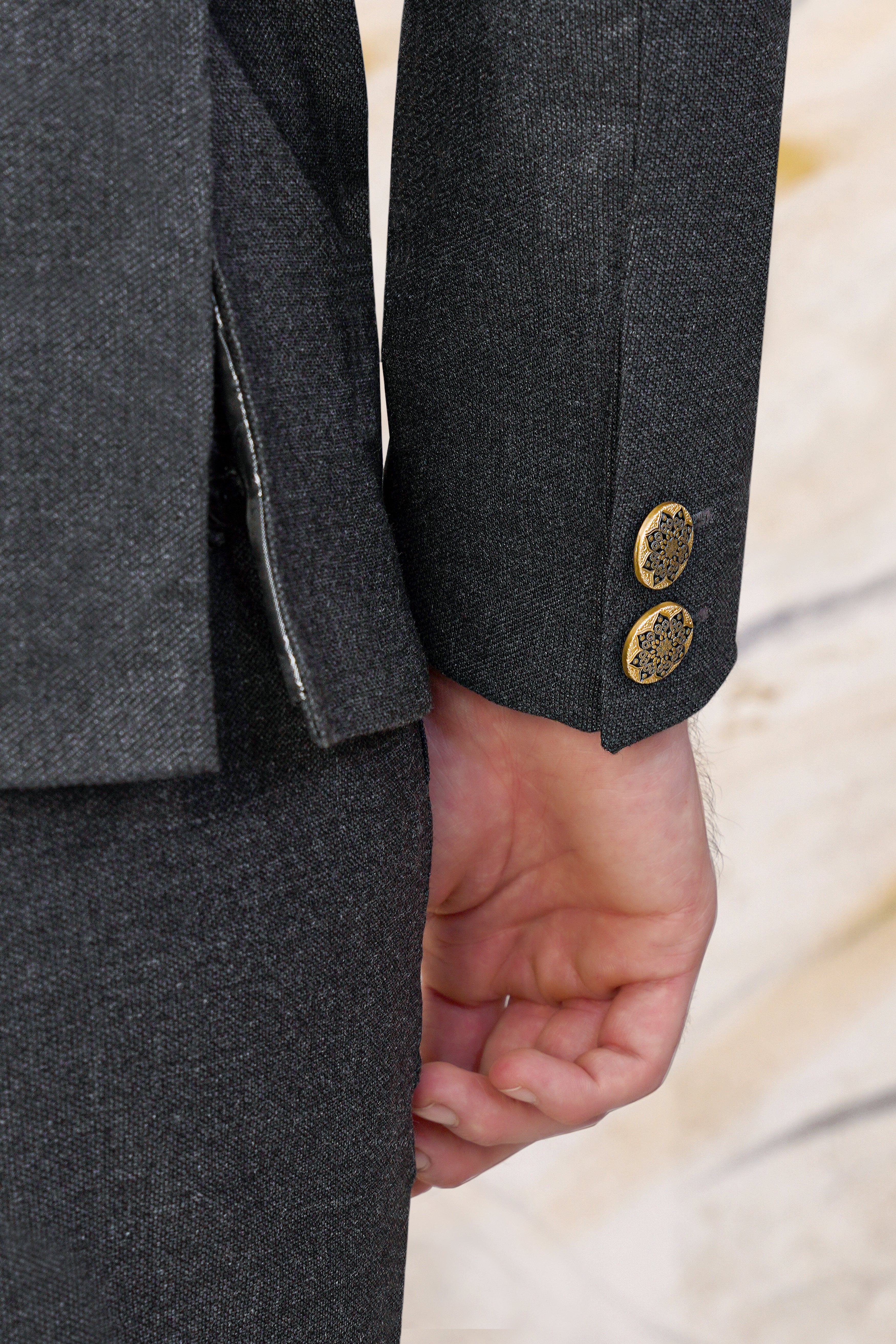 Gunmetal Grey Cross Buttoned Wool Rich Bandhgala Blazer BL3069-CBG-36, BL3069-CBG-38, BL3069-CBG-40, BL3069-CBG-42, BL3069-CBG-44, BL3069-CBG-46, BL3069-CBG-48, BL3069-CBG-50, BL3069-CBG-52, BL3069-CBG-54, BL3069-CBG-56, BL3069-CBG-58, BL3069-CBG-60