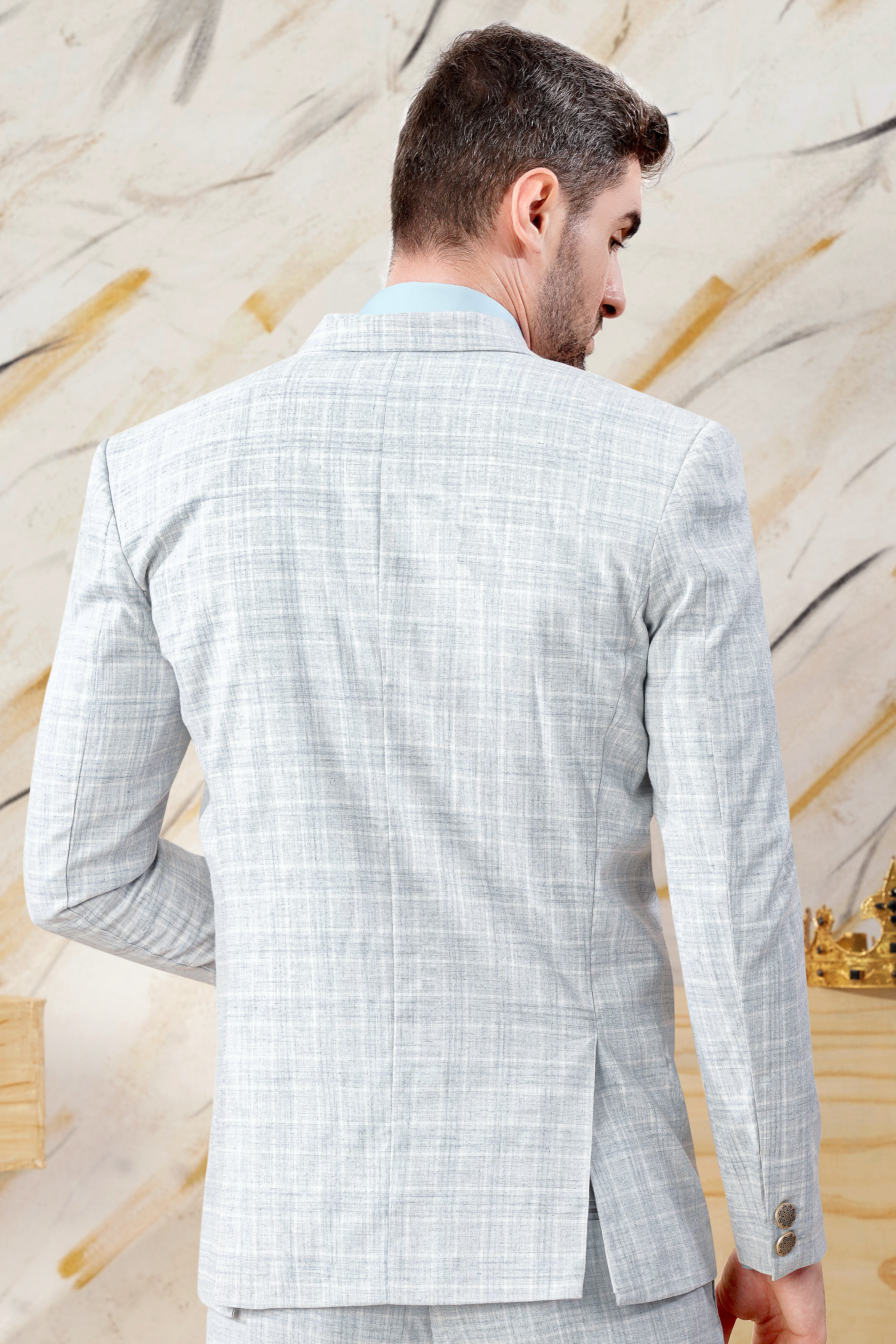 Gainsboro Blue Plaid Wool Rich Double Breasted Blazer BL3076-DB-GB-36, BL3076-DB-GB-38, BL3076-DB-GB-40, BL3076-DB-GB-42, BL3076-DB-GB-44, BL3076-DB-GB-46, BL3076-DB-GB-48, BL3076-DB-GB-50, BL3076-DB-GB-52, BL3076-DB-GB-54, BL3076-DB-GB-56, BL3076-DB-GB-58, BL3076-DB-GB-60