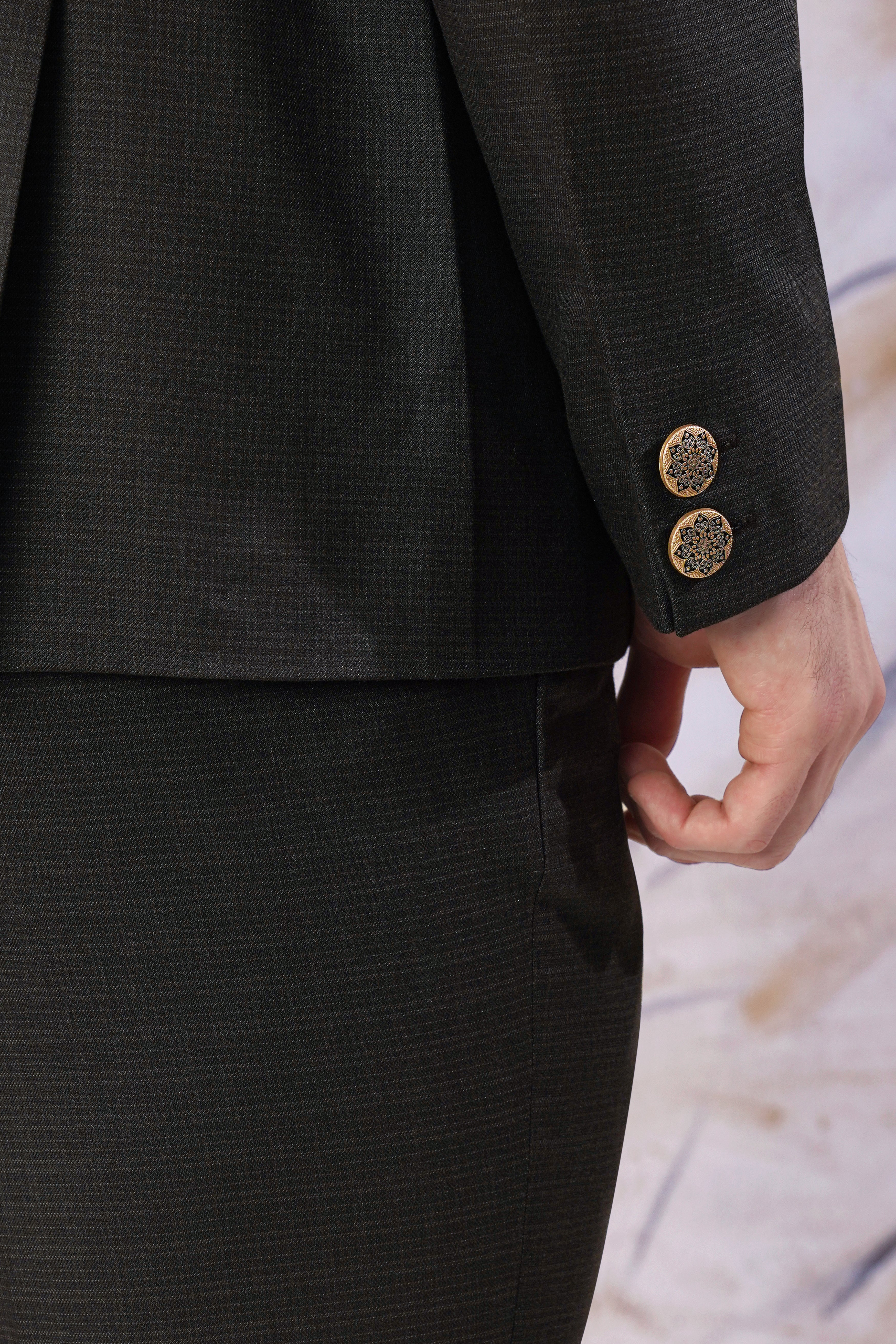 Zeus Black Subtle Checkered Wool Rich Cross Buttoned Bandhgala Blazer BL3100-CBG2-36, BL3100-CBG2-38, BL3100-CBG2-40, BL3100-CBG2-42, BL3100-CBG2-44, BL3100-CBG2-46, BL3100-CBG2-48, BL3100-CBG2-50, BL3100-CBG2-52, BL3100-CBG2-54, BL3100-CBG2-56, BL3100-CBG2-58, BL3100-CBG2-60