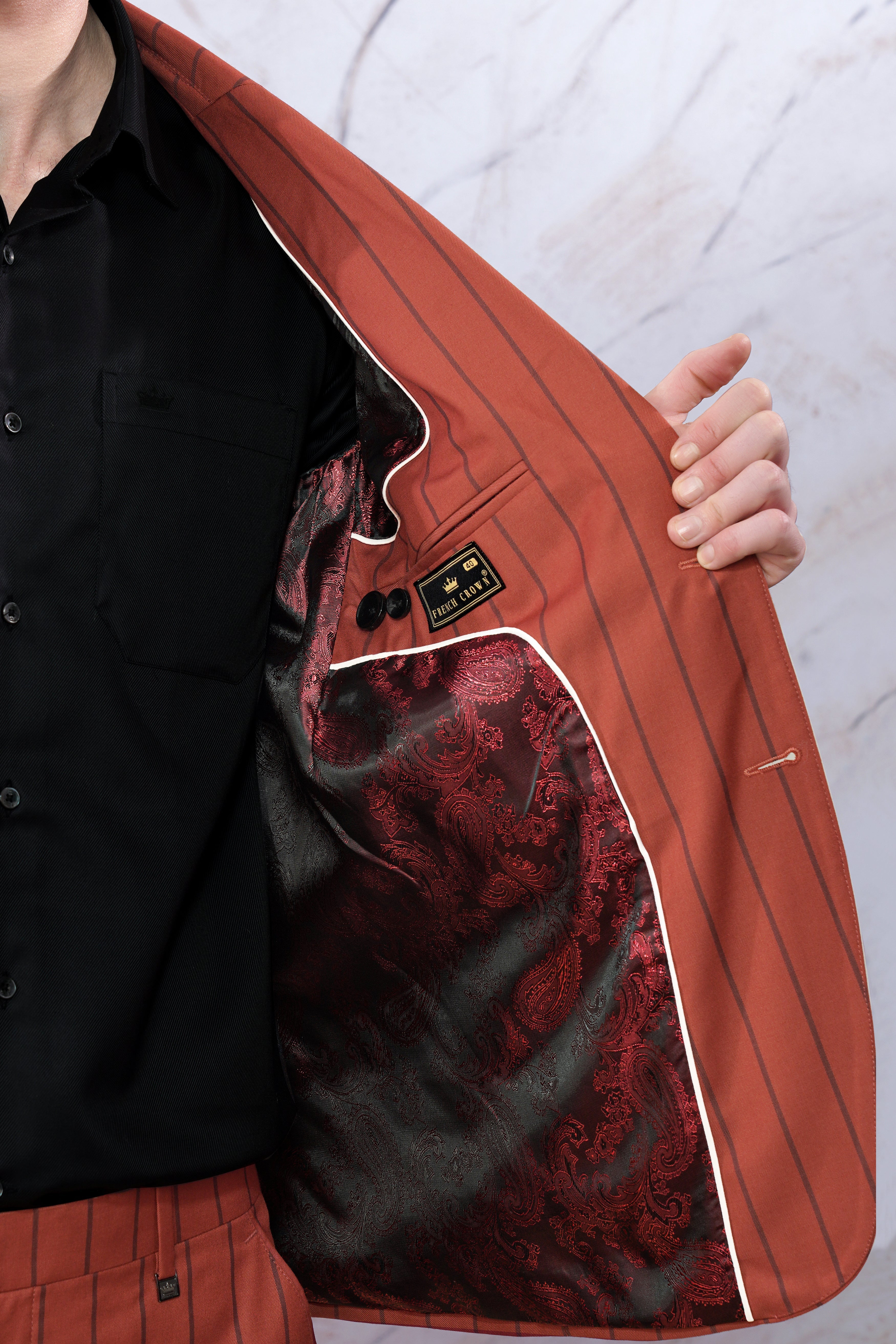 Mojo Red Striped Wool Rich Blazer BL3106-SB-36, BL3106-SB-38, BL3106-SB-40, BL3106-SB-42, BL3106-SB-44, BL3106-SB-46, BL3106-SB-48, BL3106-SB-50, BL3106-SB-52, BL3106-SB-54, BL3106-SB-56, BL3106-SB-58, BL3106-SB-60