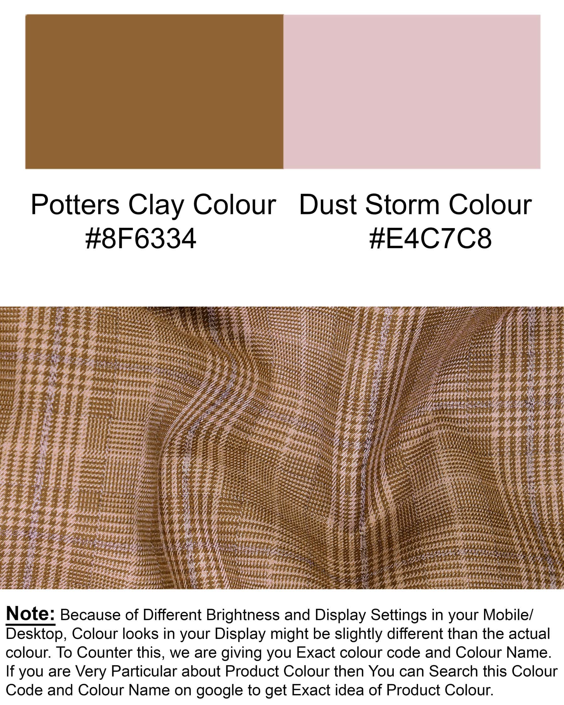 Camel Plaid Cross Placket Bandhgala/Mandarin Blazer