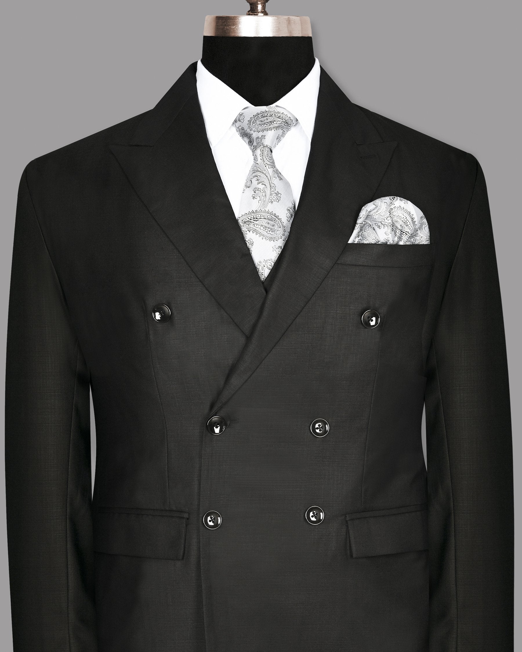 Jade Black Subtle Windowpane Wool Blend Double Breasted Blazer BL611DB-54, BL611DB-50, BL611DB-44, BL611DB-46, BL611DB-52, BL611DB-38, BL611DB-36, BL611DB-48, BL611DB-42, BL611DB-40, BL611DB-56, BL611DB-58, BL611DB-60