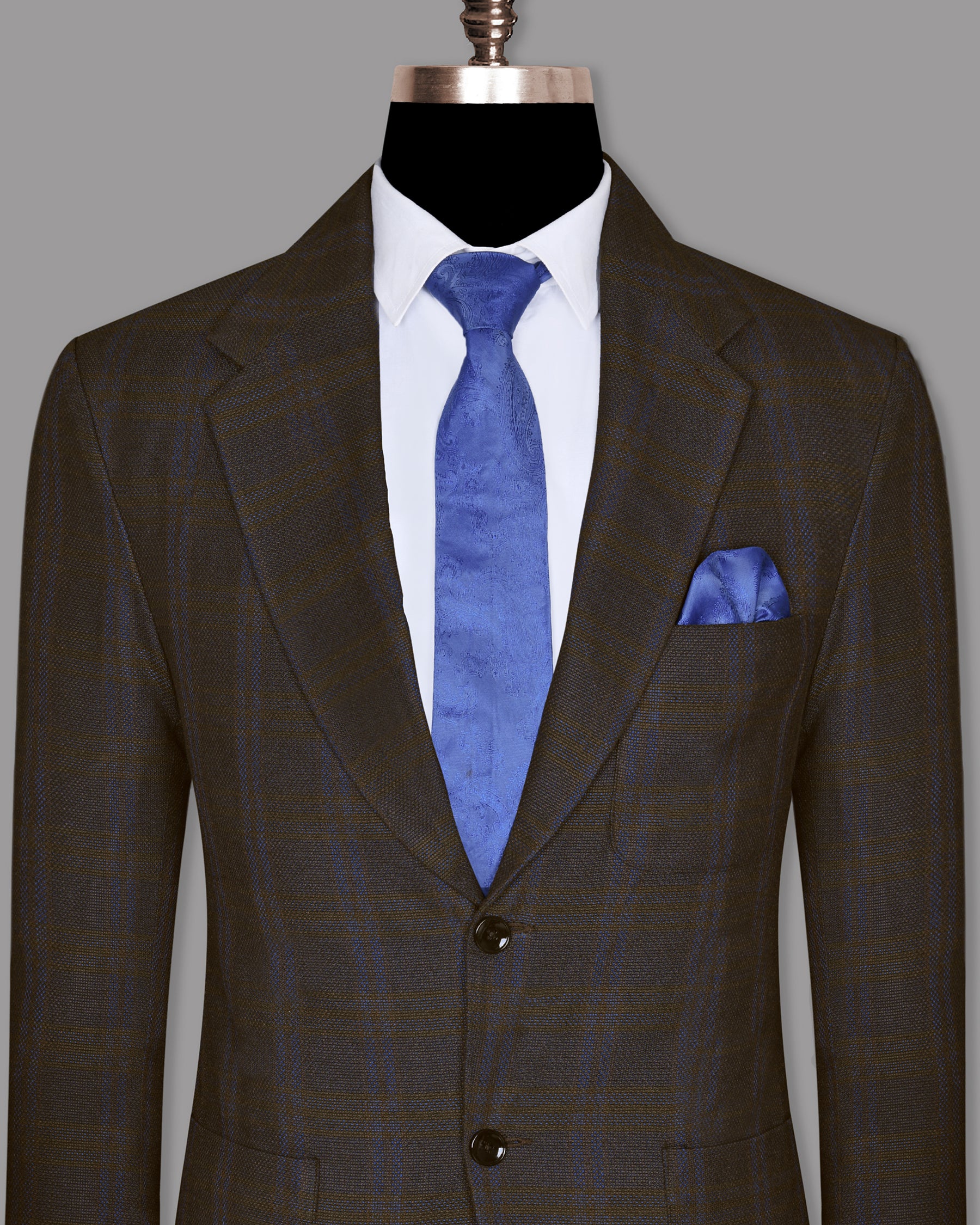 Chocolate Brown subtle windowpane Dobby Wool Double Breasted Tweed Blazer BL732SB-36, BL732SB-40, BL732SB-42, BL732SB-44, BL732SB-48, BL732SB-56, BL732SB-58, BL732SB-60, BL732SB-50, BL732SB-52, BL732SB-38, BL732SB-46, BL732SB-54