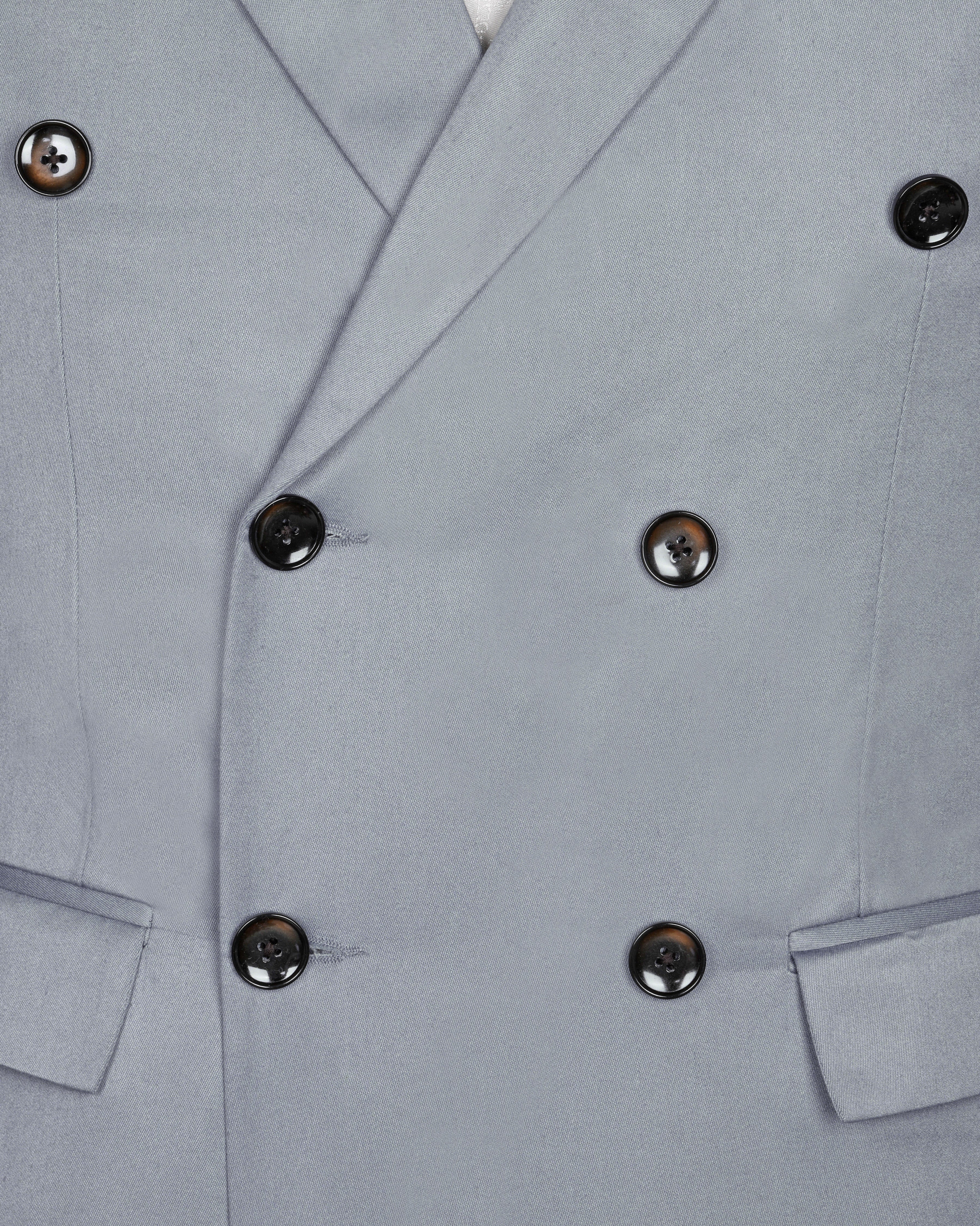 Light Grey Wool Blend Double Breasted Blazer