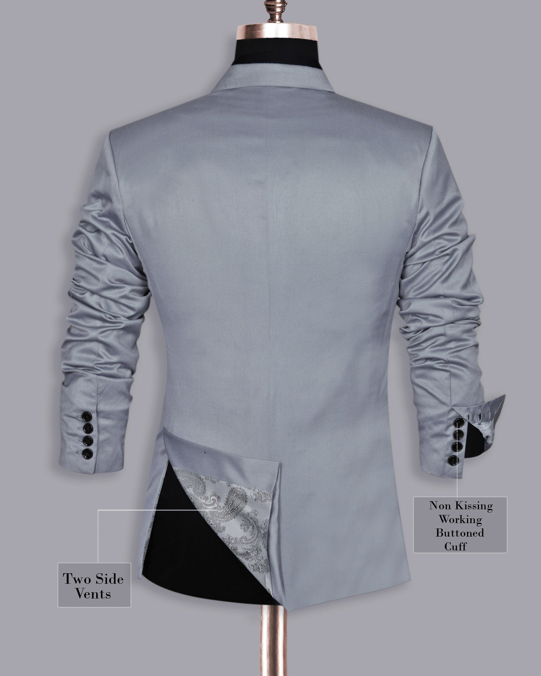 Light Grey Wool Blend Double Breasted Blazer