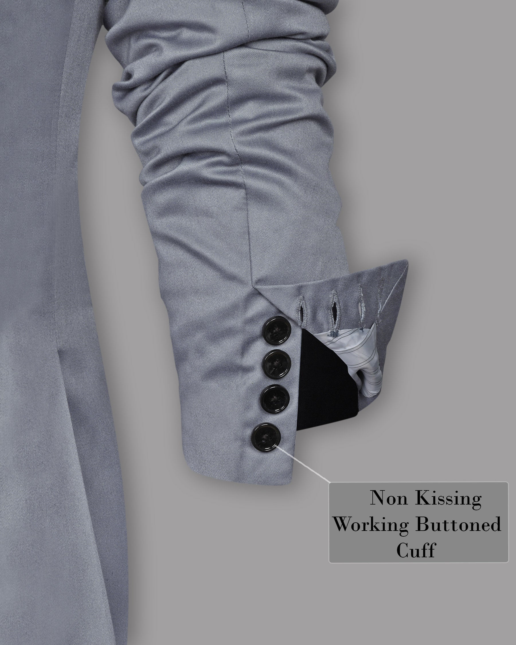 Light Grey Wool Blend Double Breasted Blazer