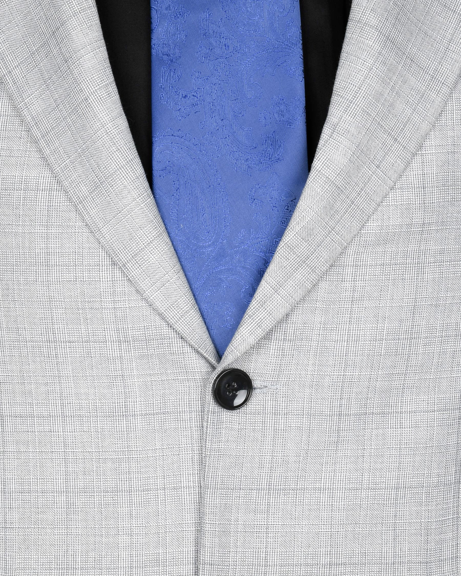 Light Grey Subtle Plaid Wool Blend Blazer