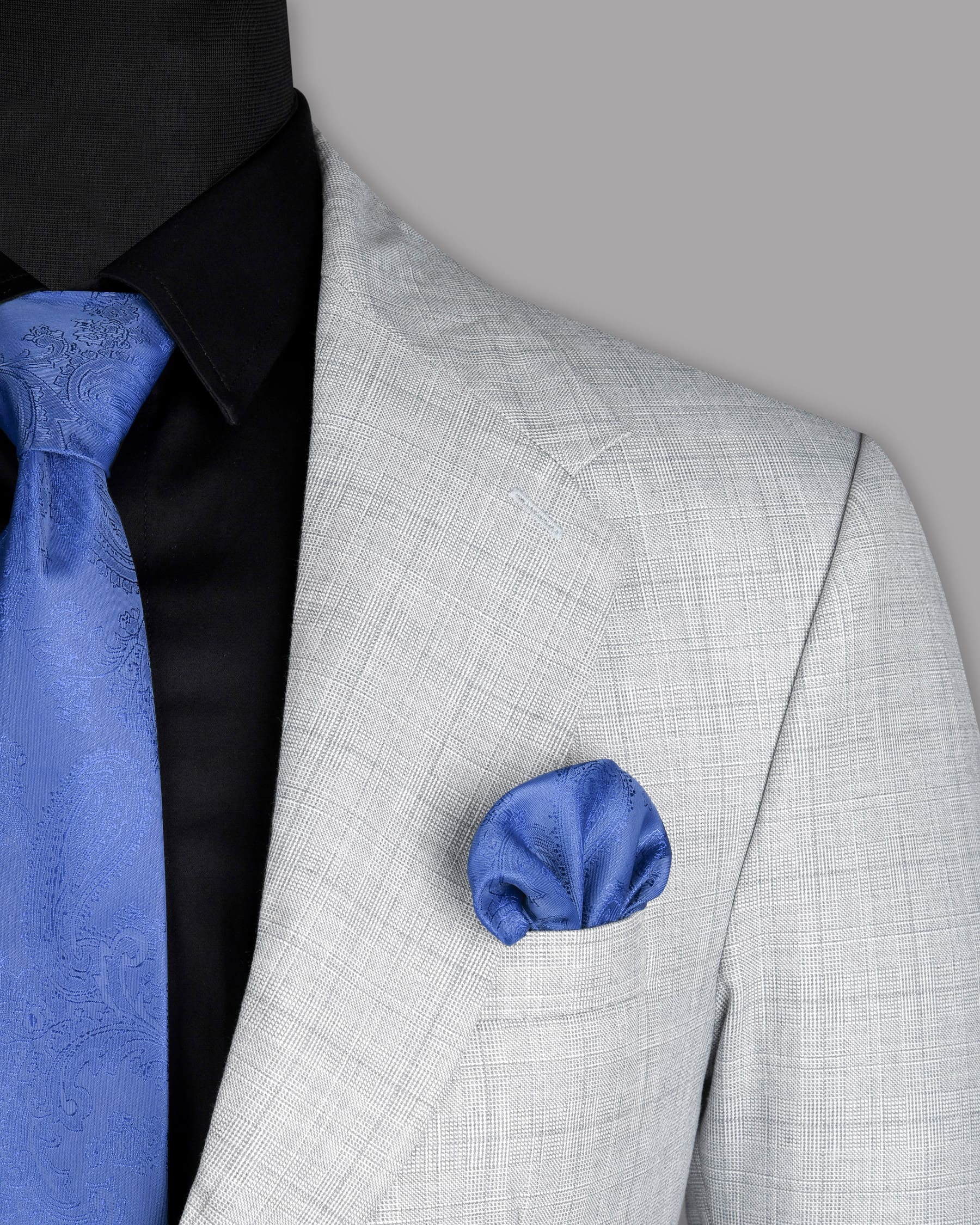 Light Grey Subtle Plaid Wool Blend Blazer