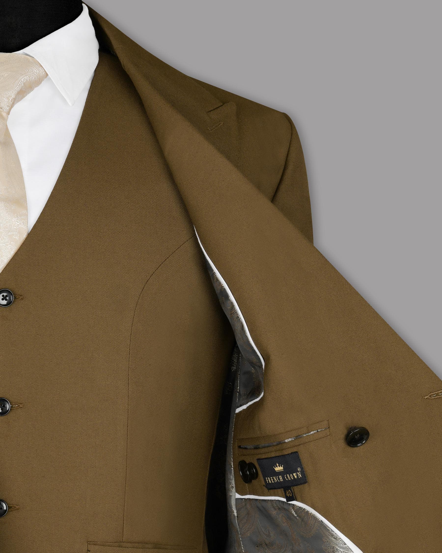 Soil Brown Wool Rich Double Breasted Blazer