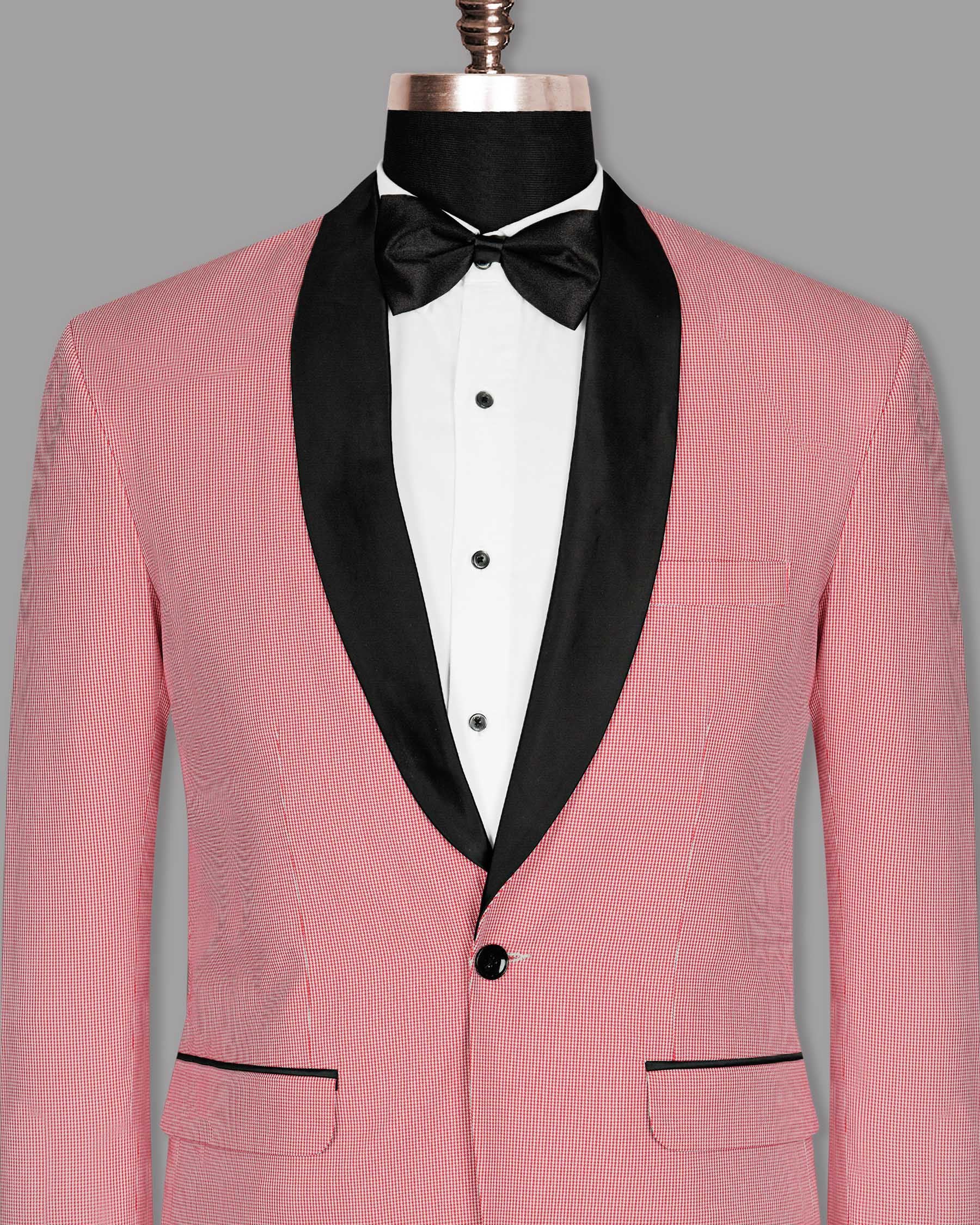 Light Red micro Houndstooth Tuxedo Blazer BL949-BKL-46, BL949-BKL-52, BL949-BKL-38, BL949-BKL-44, BL949-BKL-50, BL949-BKL-54, BL949-BKL-56, BL949-BKL-58, BL949-BKL-48, BL949-BKL-42, BL949-BKL-36, BL949-BKL-40, BL949-BKL-60