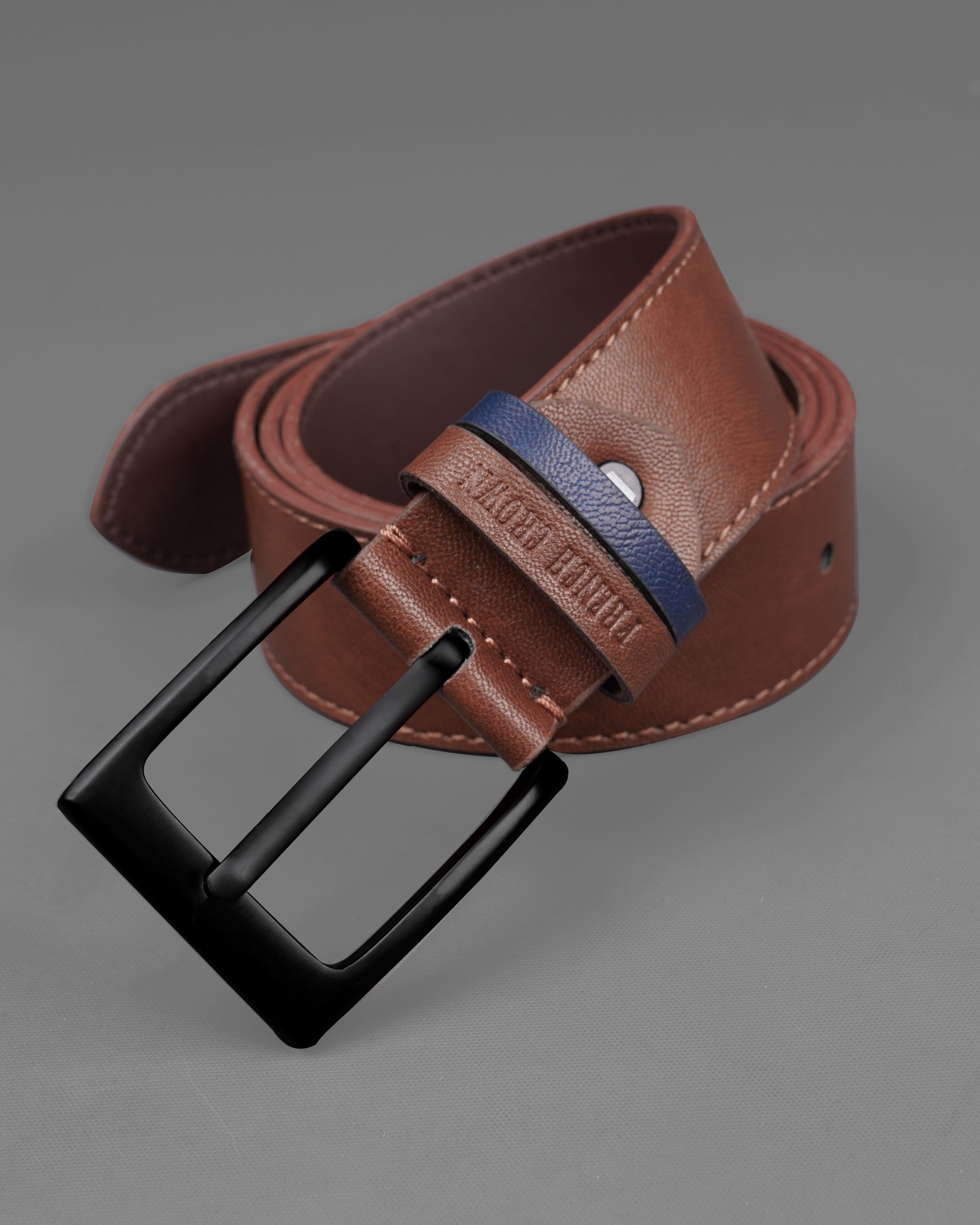 Tan Brown with Jade Black Buckle Leather Free Lightweight Handcrafted Belt BT101-28, BT101-30, BT101-32, BT101-34, BT101-36, BT101-38