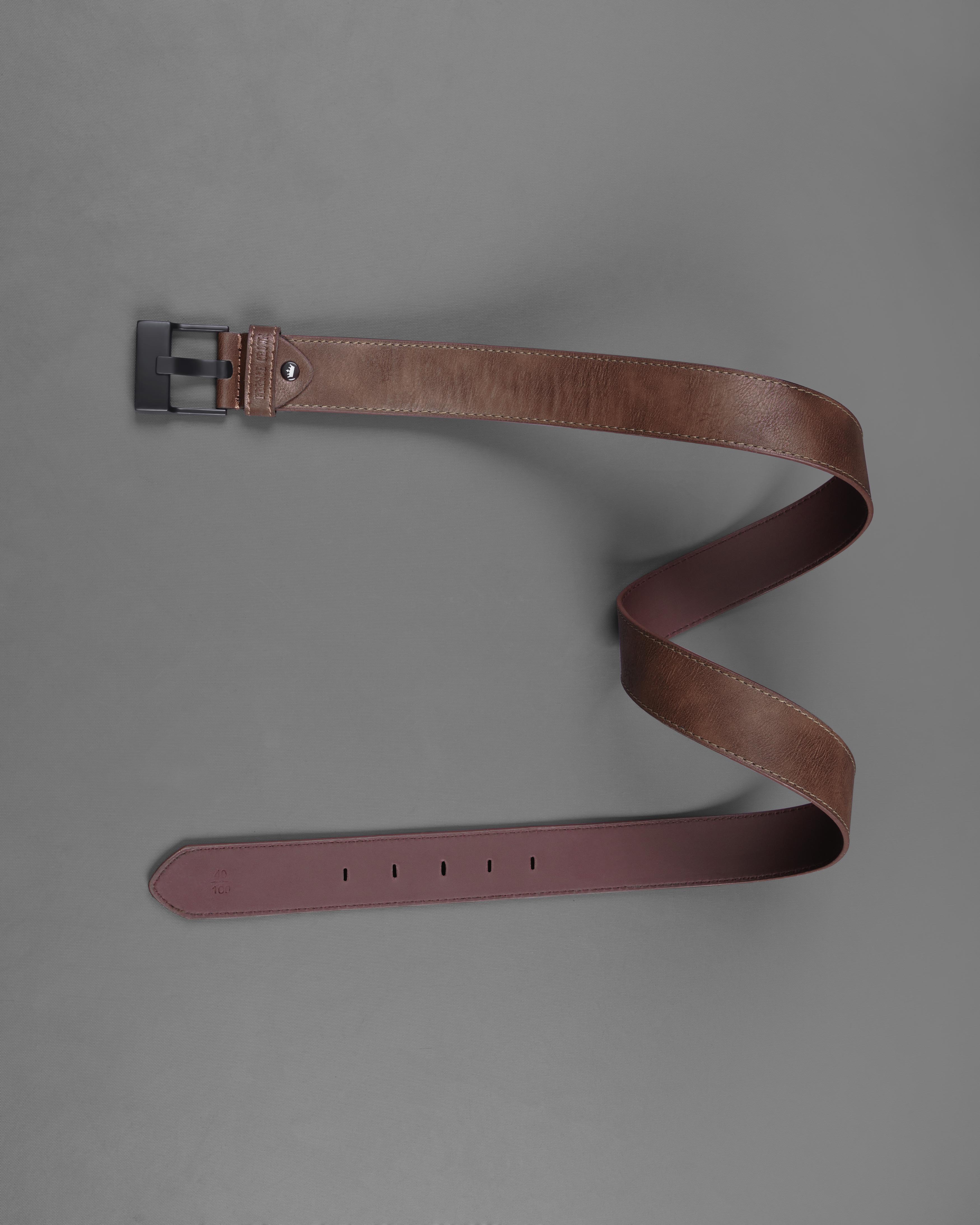 Tan Brown with Jade Black Buckle Leather Free Lightweight Handcrafted Belt BT105-28, BT105-30, BT105-32, BT105-34, BT105-36, BT105-38
