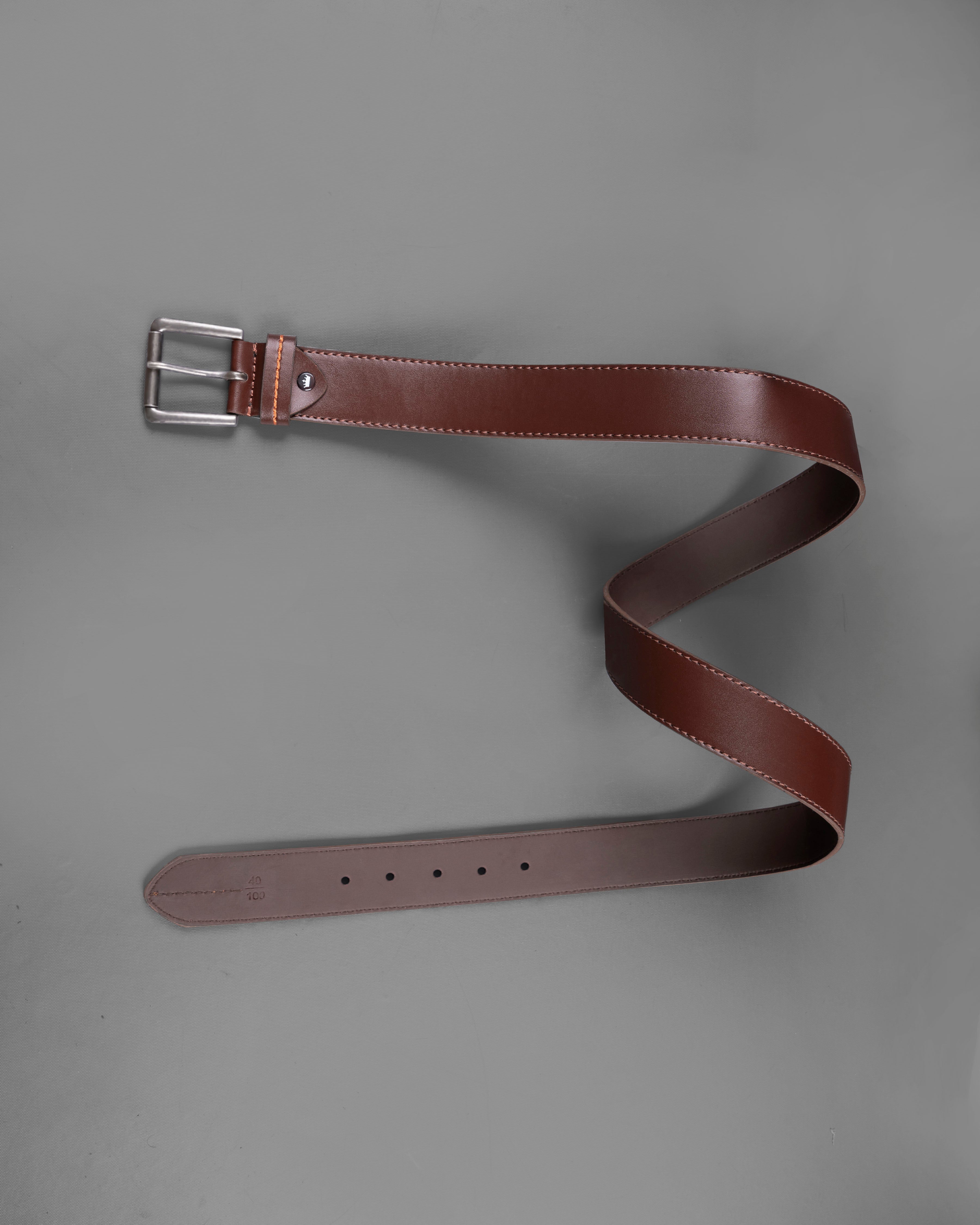 Tan Brown with Metallic Buckle Leather Free Lightweight Handcrafted Belt BT107-28, BT107-30, BT107-32, BT107-34, BT107-36, BT107-38