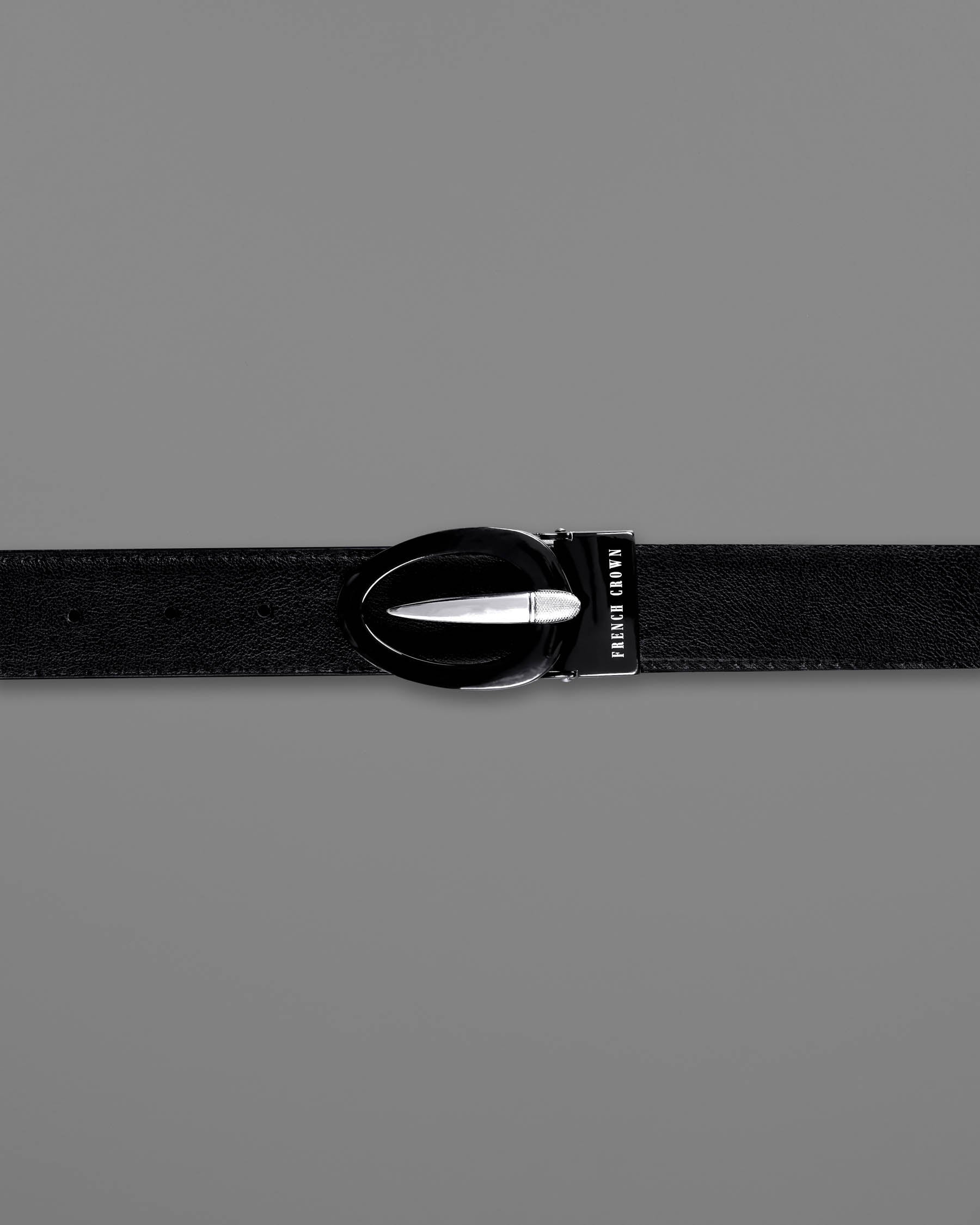 Glossy Black and Silver Oval  buckled Reversible jade Black and Brown Slight Textured Vegan Leather Handcrafted Belt BT027-28, BT027-30, BT027-32, BT027-34, BT027-36, BT027-38