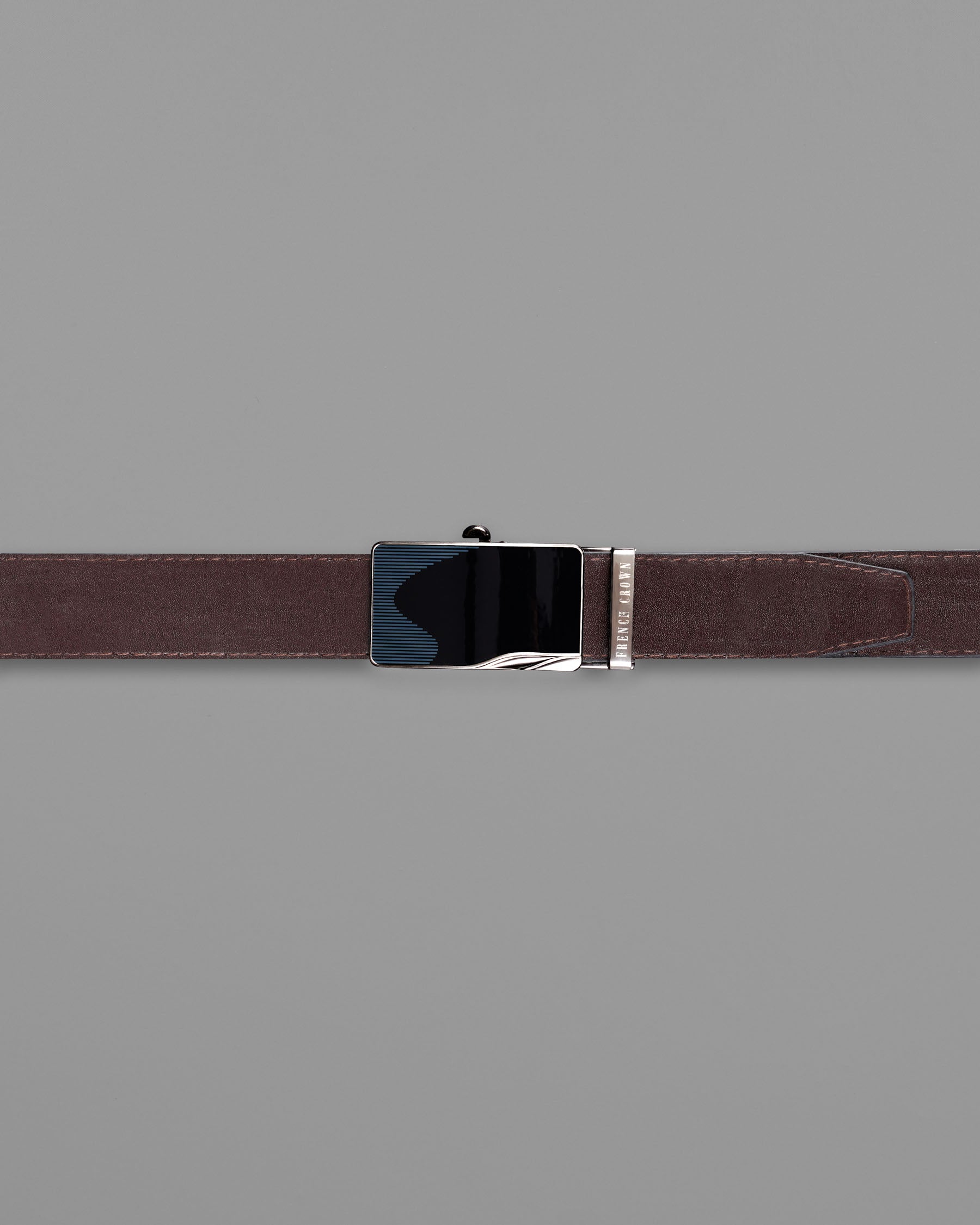 Glossy Black wave Patterned buckle No hole Reversible jade Black and Brown Vegan Leather Handcrafted Belt BT035-28, BT035-30, BT035-32, BT035-34, BT035-36, BT035-38