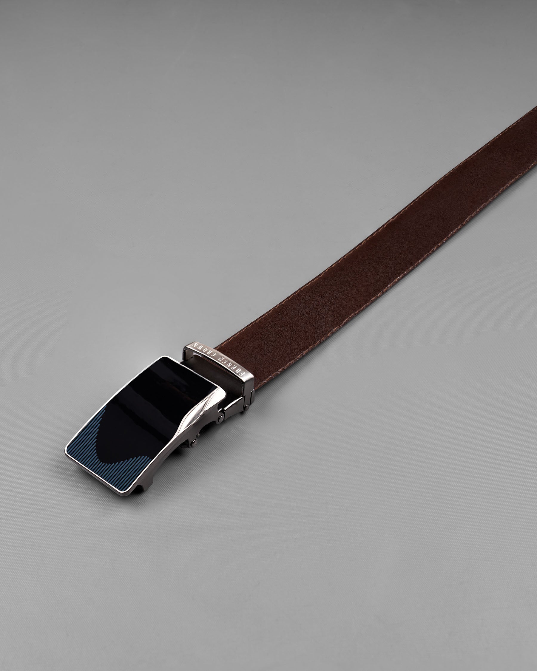 Glossy Black wave Patterned buckle No hole Reversible jade Black and Brown Vegan Leather Handcrafted Belt BT035-28, BT035-30, BT035-32, BT035-34, BT035-36, BT035-38