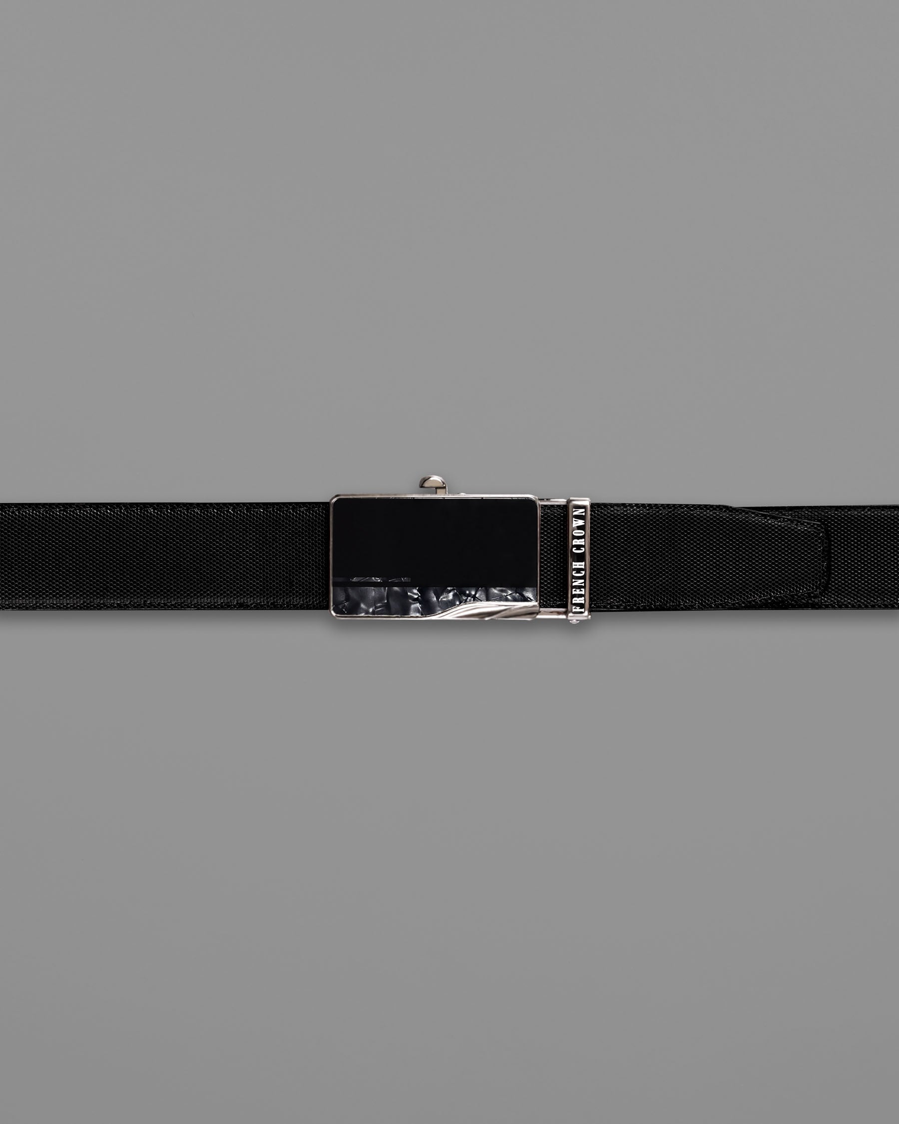 Matt Grey with Jade black Marble Patterned No hole buckle Reversible Black and Brown Vegan Leather Handcrafted Belt BT043-28, BT043-30, BT043-32, BT043-34, BT043-36, BT043-38