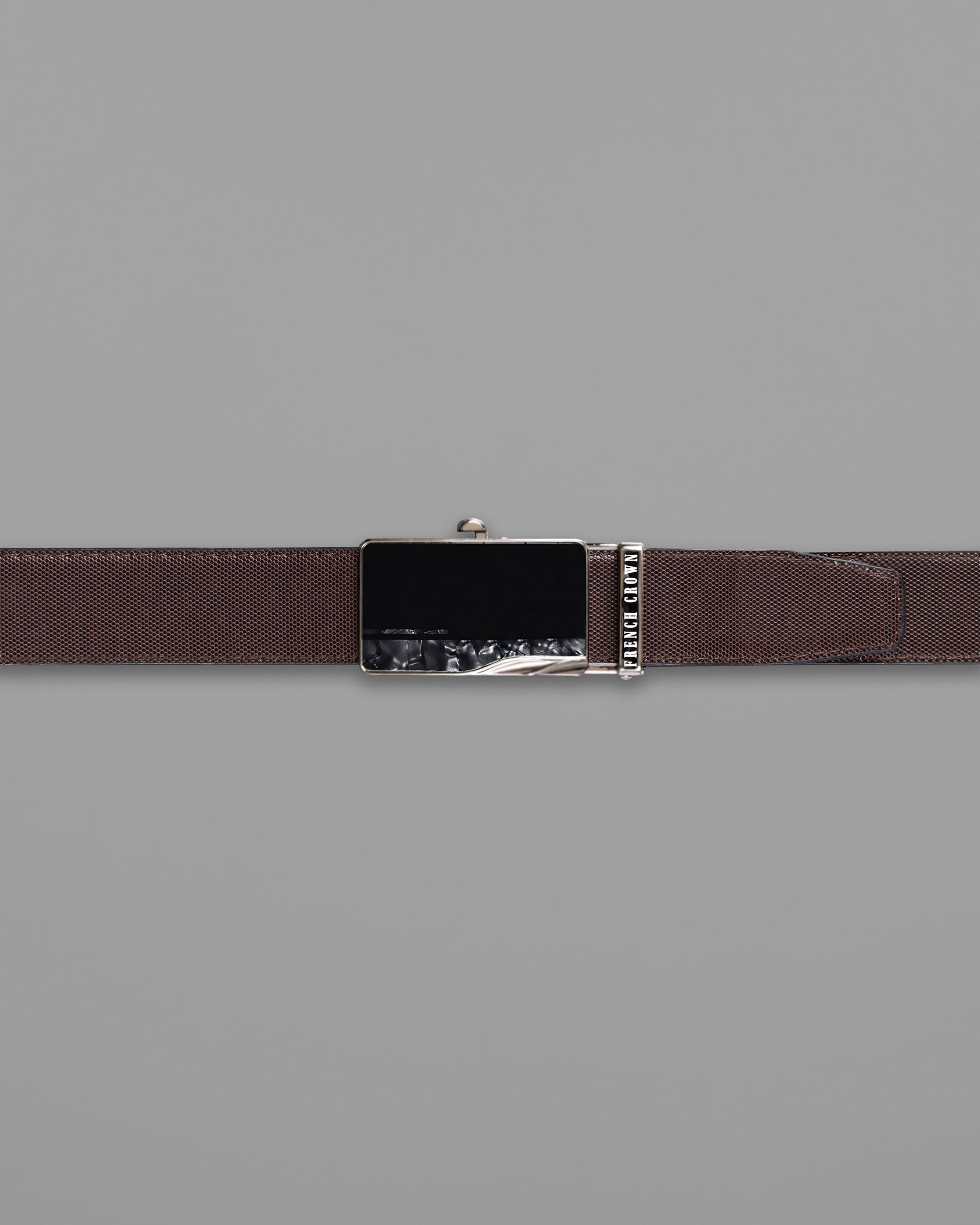 Matt Grey with Jade black Marble Patterned No hole buckle Reversible Black and Brown Vegan Leather Handcrafted Belt BT043-28, BT043-30, BT043-32, BT043-34, BT043-36, BT043-38