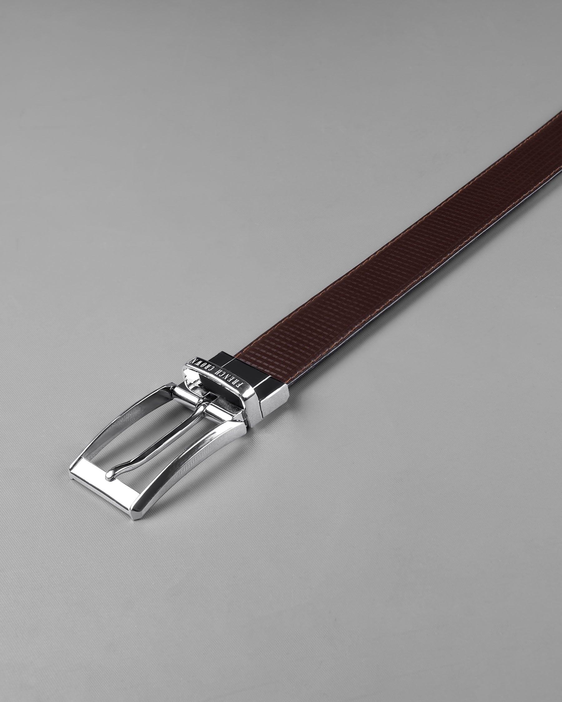 Silver buckled Reversible Black and Brown Vegan Leather Handcrafted Belt