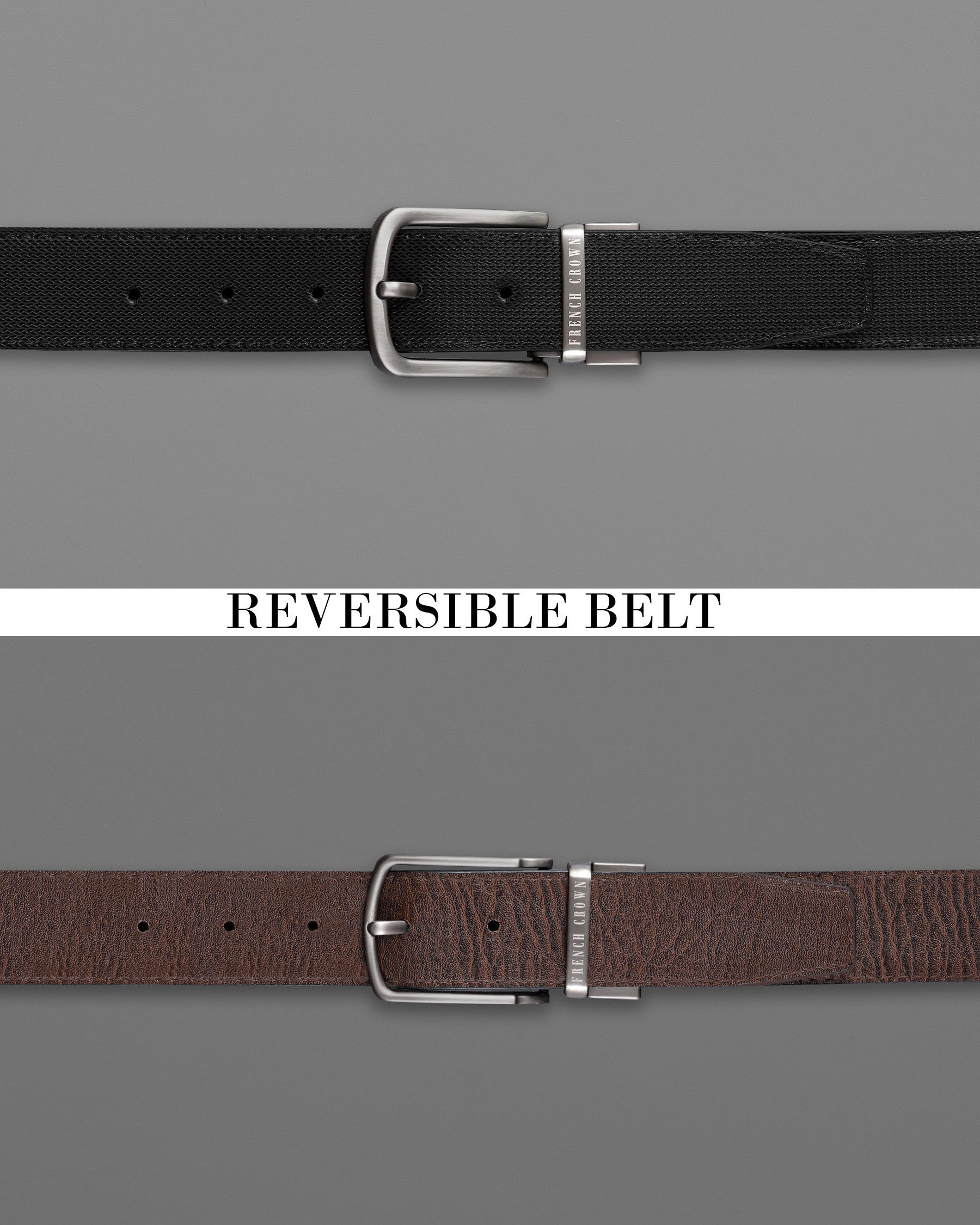 Silver Buckle with Jade Black and Brown Leather Free Handcrafted Reversible Belt  BT052-28, BT052-30, BT052-32, BT052-34, BT052-36, BT052-38
