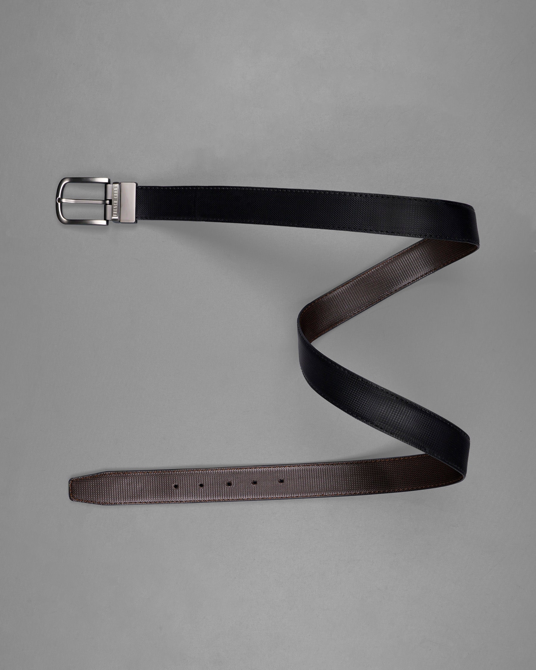 Silver Metallic Buckle Glossy Finish with Jade Black and Brown Leather Free Handcrafted Reversible Belt BT055-28, BT055-30, BT055-32, BT055-34, BT055-36, BT055-38