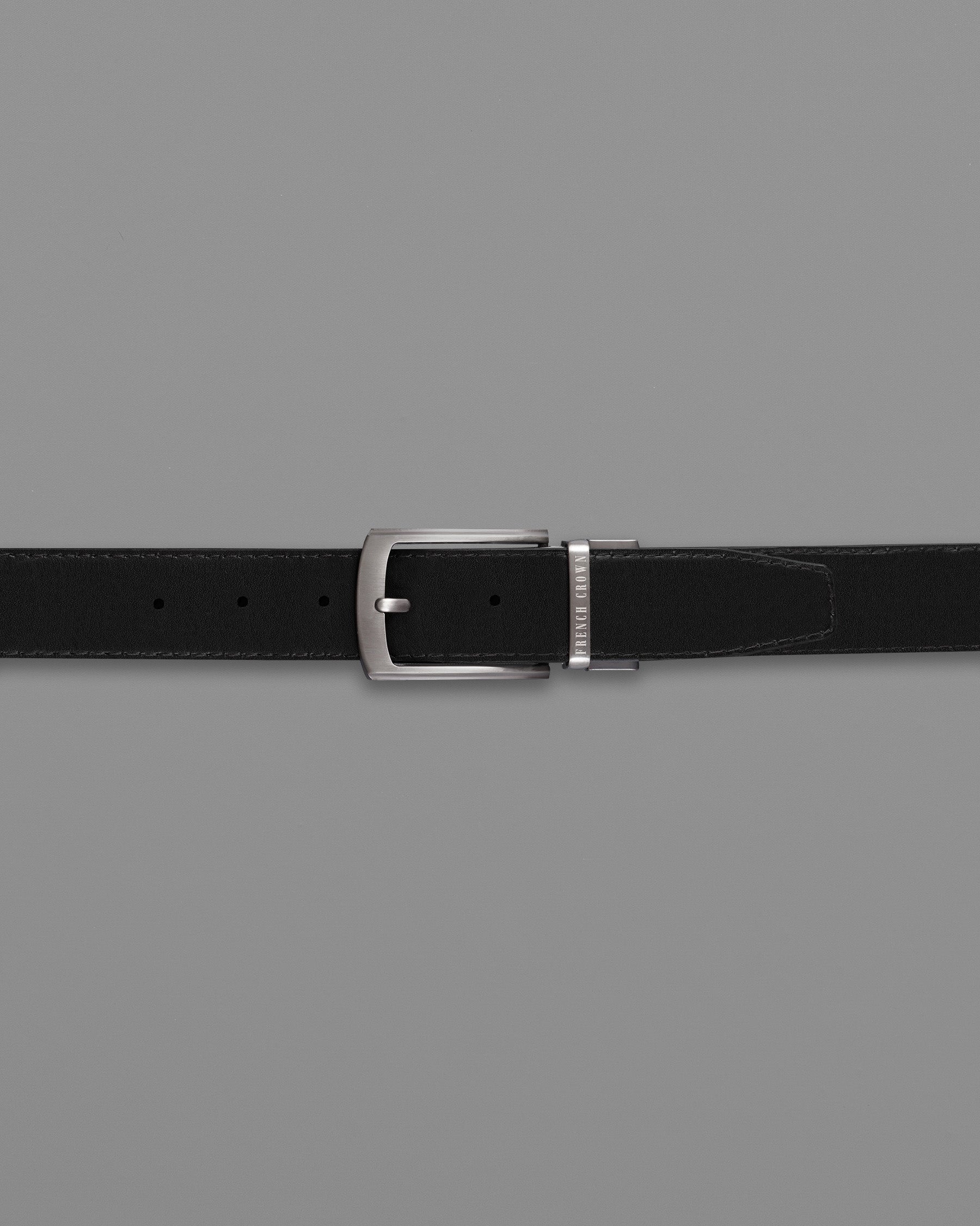 Shiny Silver Buckle with Jade Black and Brown Leather Free Handcrafted Reversible Belt BT057-28, BT057-30, BT057-32, BT057-34, BT057-36, BT057-38