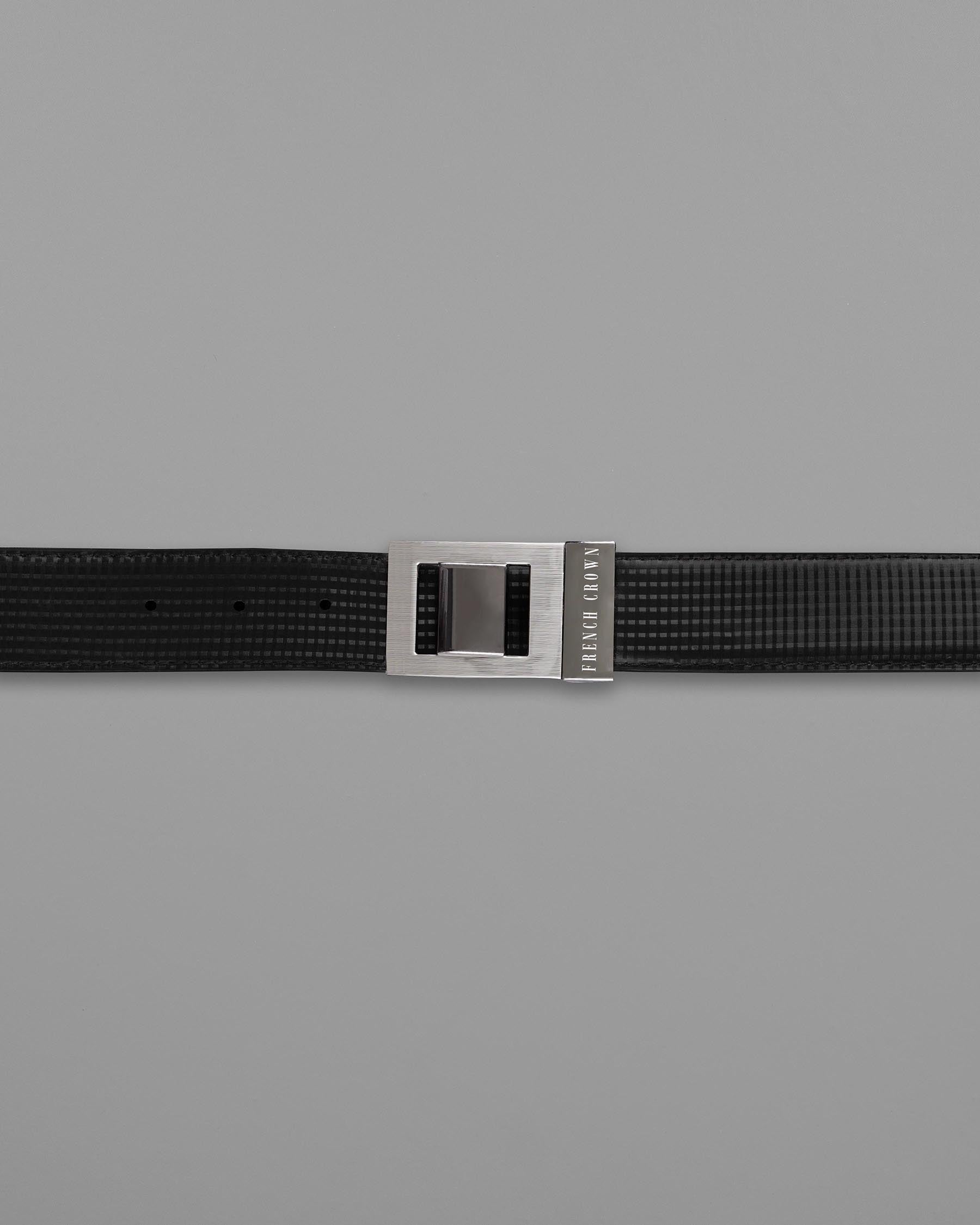 Silver Box Buckle with Shiny Black Design Jade Black and Brown Leather Free Handcrafted Reversible Belt BT062-28, BT062-30, BT062-32, BT062-34, BT062-36, BT062-38