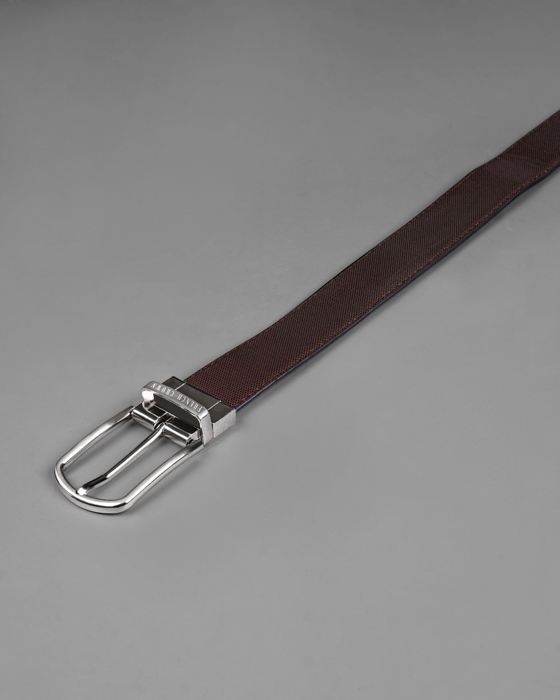 Silver Metallic Buckle with Jade Black and Brown Leather Free Handcrafted Reversible Belt