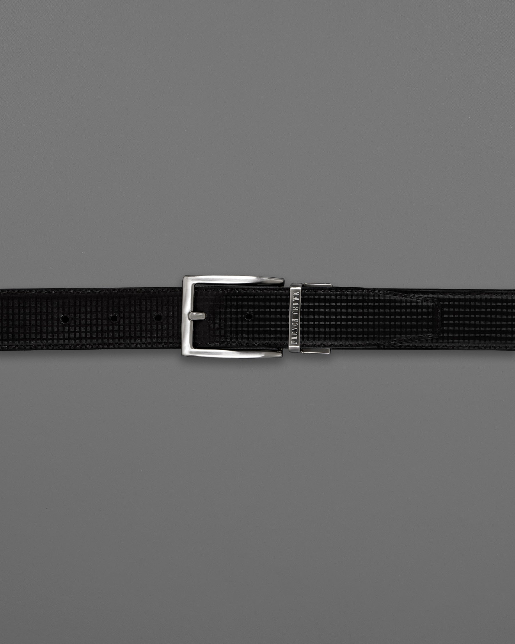 Silver Metallic Shiny Buckle with Jade Black and Dark Brown Leather Free Handcrafted Reversible Belt