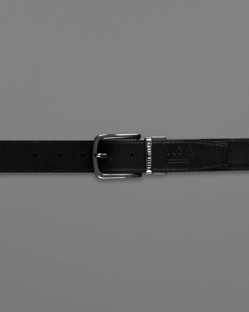 Metallic Black Buckle with Jade Black and Brown Leather Free Handcrafted Reversible Belt BT082-28, BT082-30, BT082-32, BT082-34, BT082-36, BT082-38