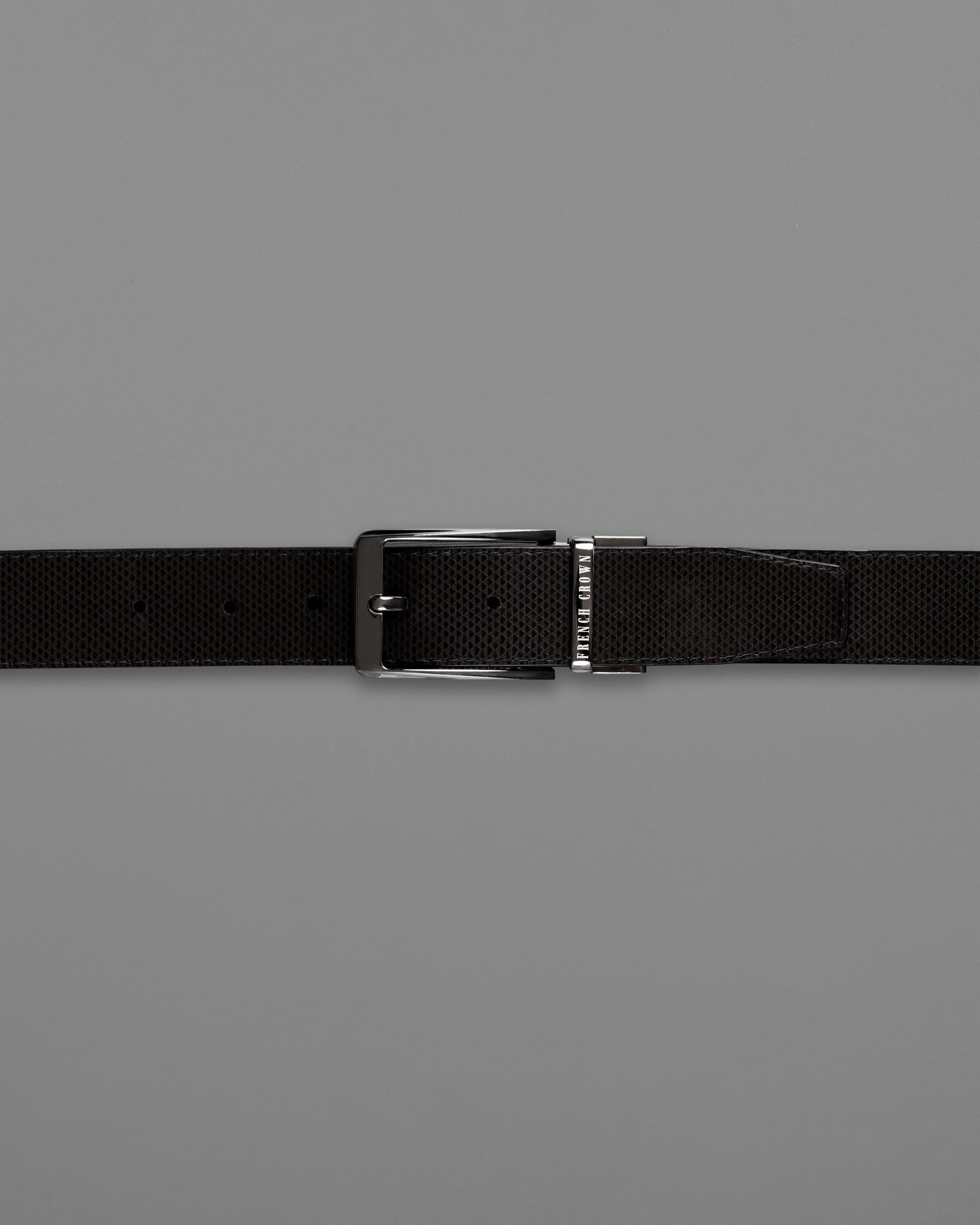 Metallic Black and Silver Buckle with Jade Black and Brown Leather Free Handcrafted Reversible Belt