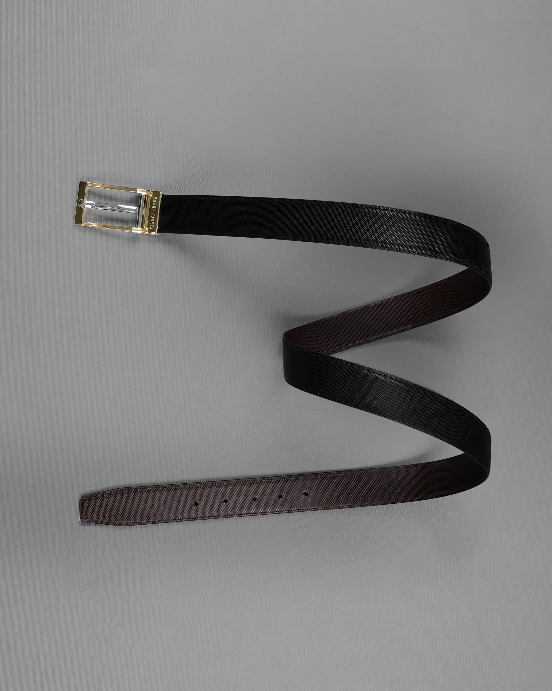 Gold Buckle Matt Finish with Jade Black and Brown Leather Free Handcrafted Reversible Belt BT095-28, BT095-30, BT095-32, BT095-34, BT095-36, BT095-38