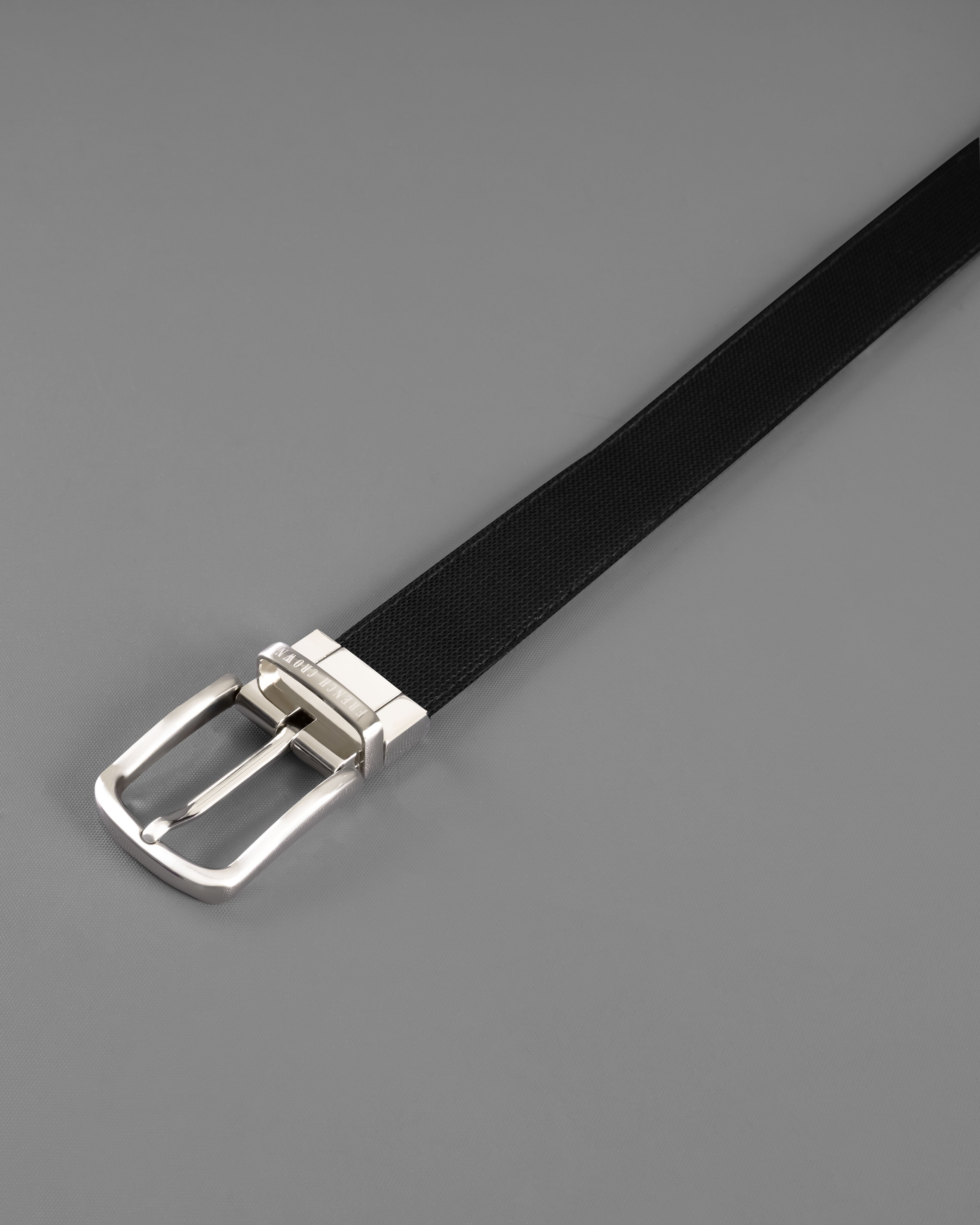Silver Shiny Buckle With Jade Black and Brown Leather Free Handcrafted Reversible Belt BT096-28, BT096-30, BT096-32, BT096-34, BT096-36, BT096-38