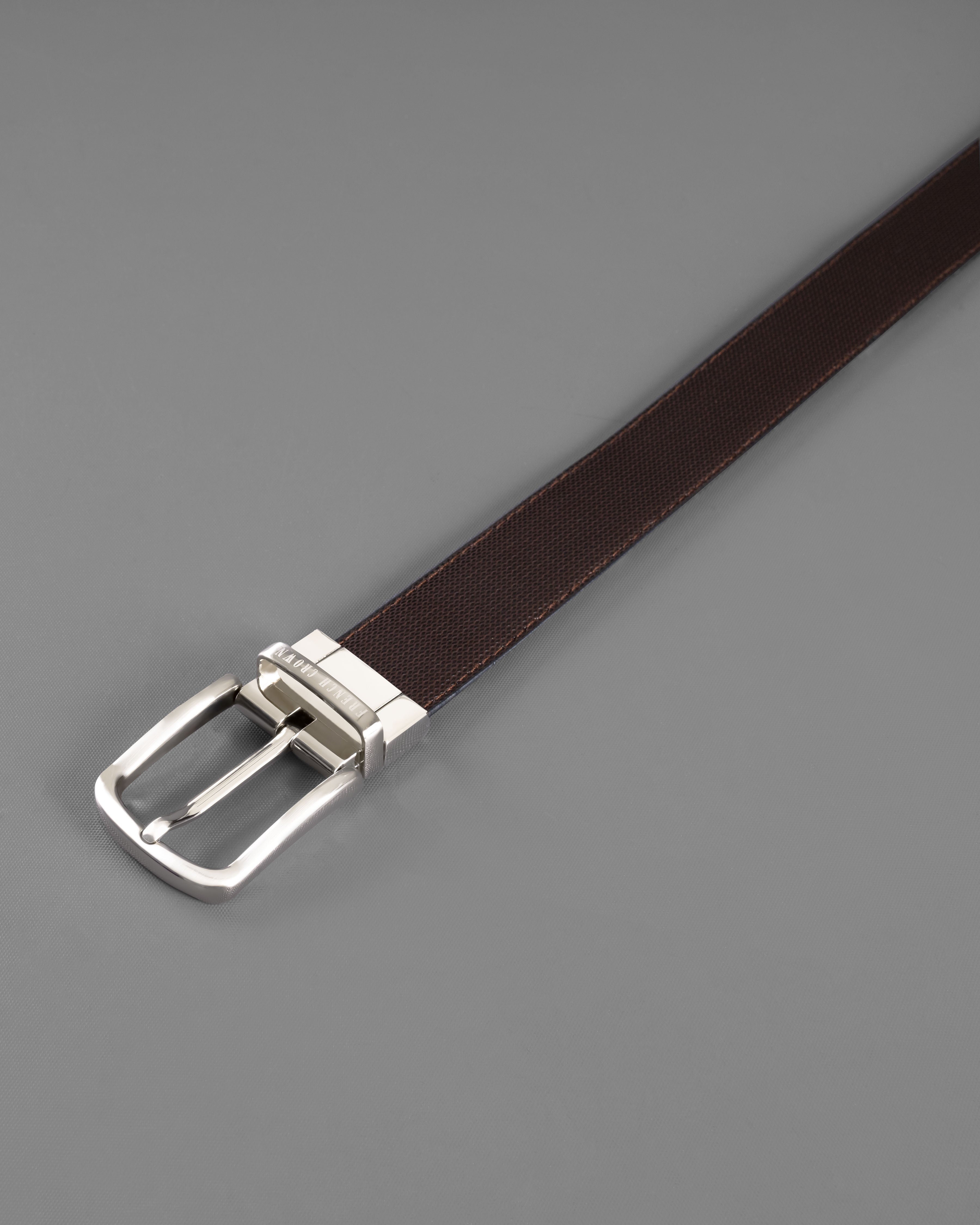 Silver Shiny Buckle With Jade Black and Brown Leather Free Handcrafted Reversible Belt BT096-28, BT096-30, BT096-32, BT096-34, BT096-36, BT096-38