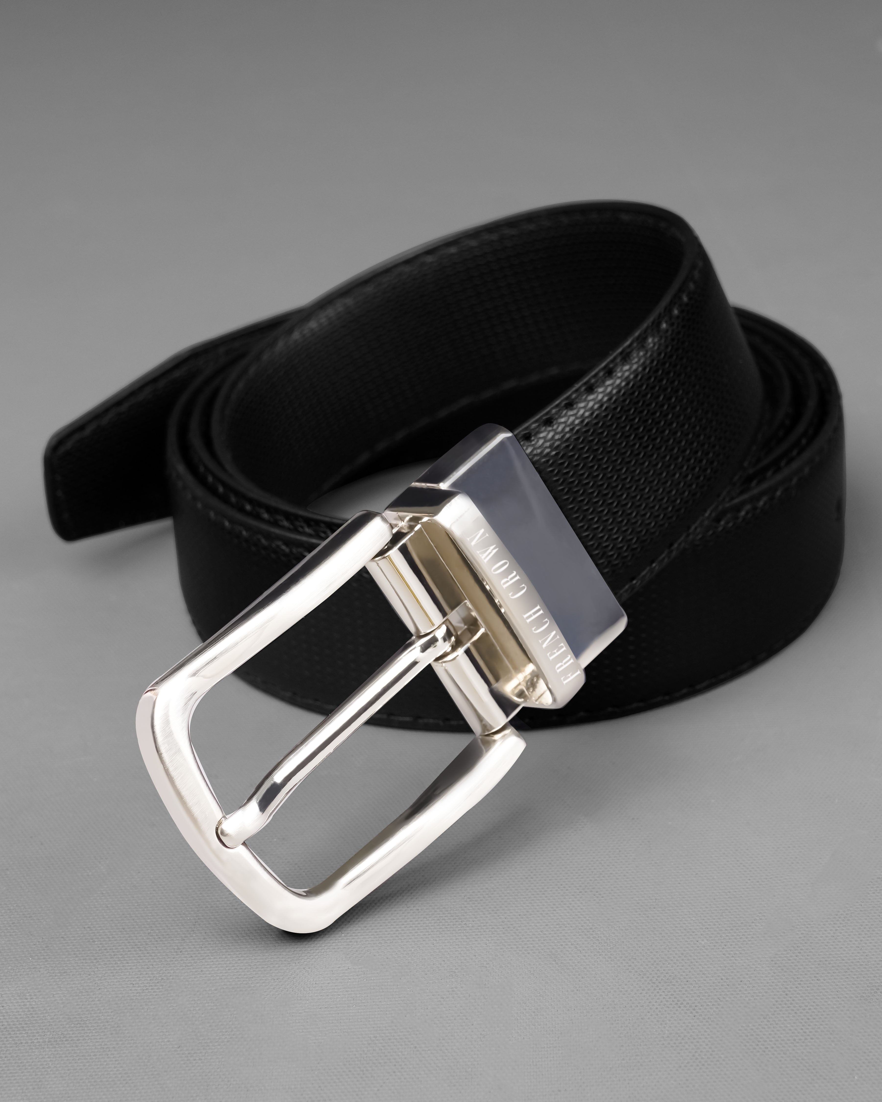 Silver Shiny Buckle With Jade Black and Brown Leather Free Handcrafted Reversible Belt BT096-28, BT096-30, BT096-32, BT096-34, BT096-36, BT096-38