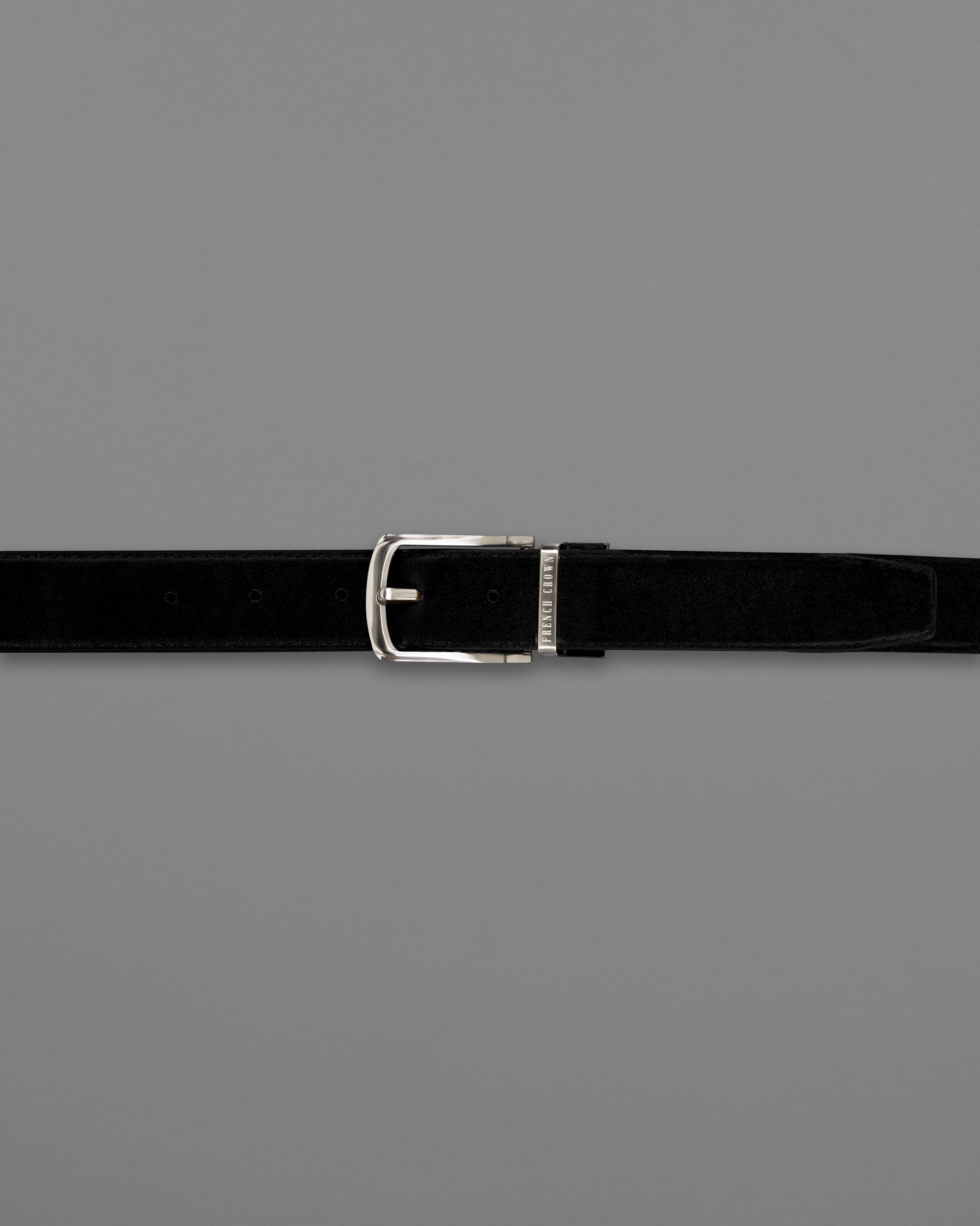 Silver Metallic Buckle with Jade Black and Brown Leather Free Handcrafted Reversible Belt BT097-28, BT097-30, BT097-32, BT097-34, BT097-36, BT097-38