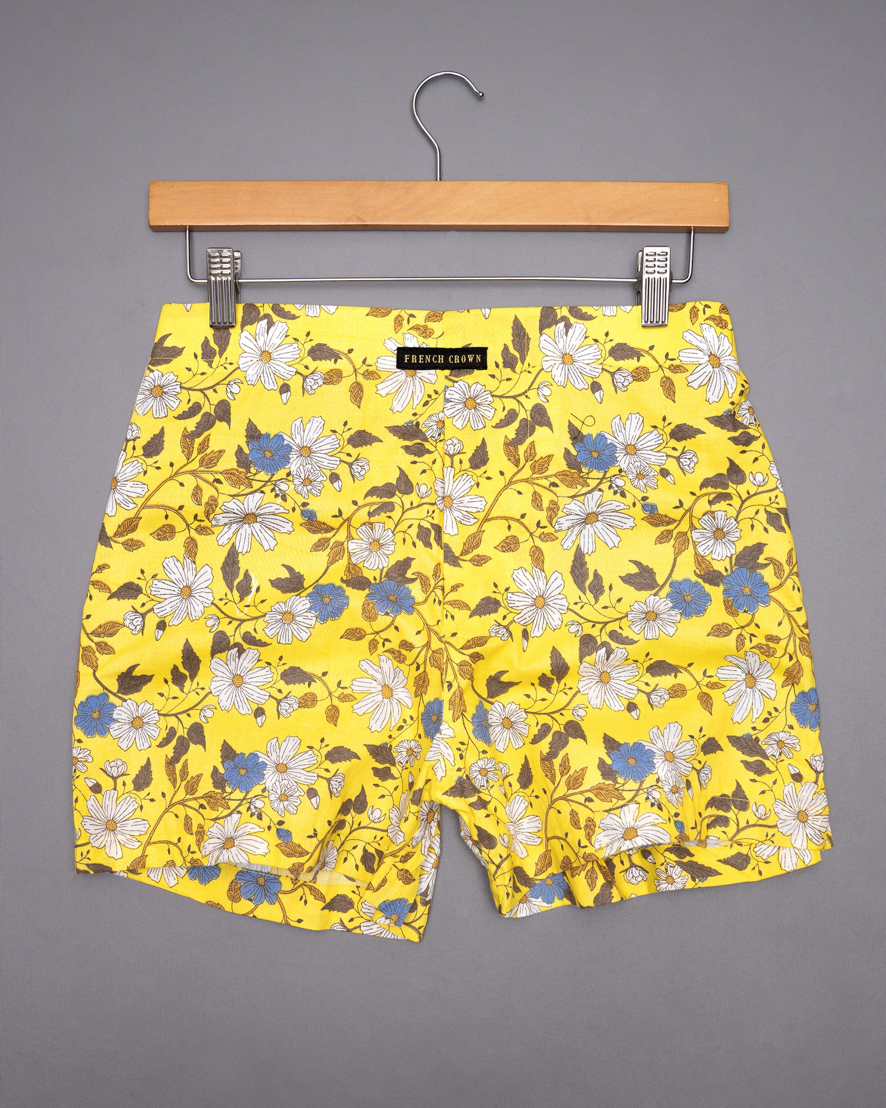 Gorse Yellow Flowers Printed Premium Cotton Boxers BX385-02-28, BX385-02-30, BX385-02-32, BX385-02-34, BX385-02-36, BX385-02-38, BX385-02-40, BX385-02-42, BX385-02-44