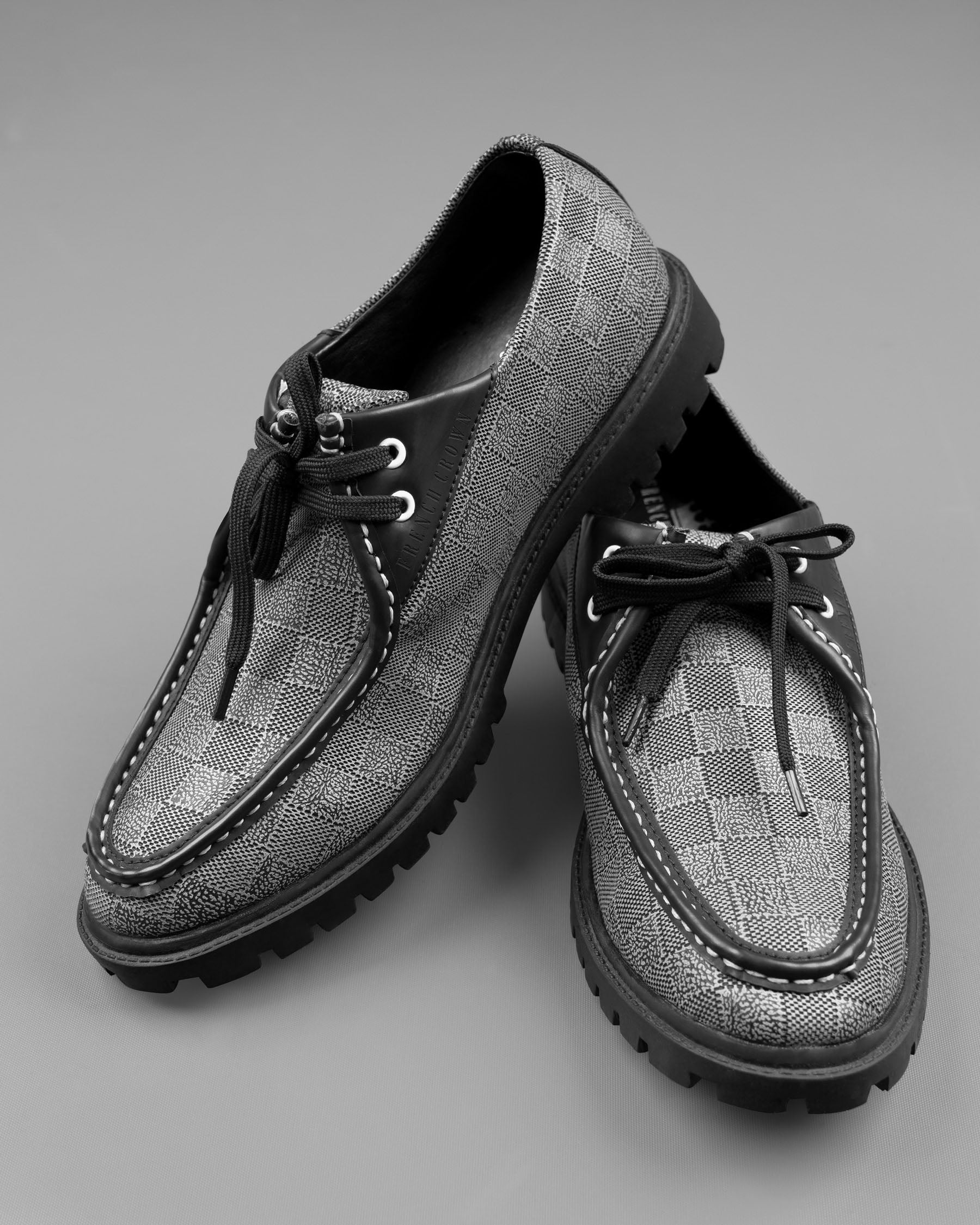 Grey Chessboard Patterned Boat Shoes FT006-6, FT006-7, FT006-8, FT006-9, FT006-10
