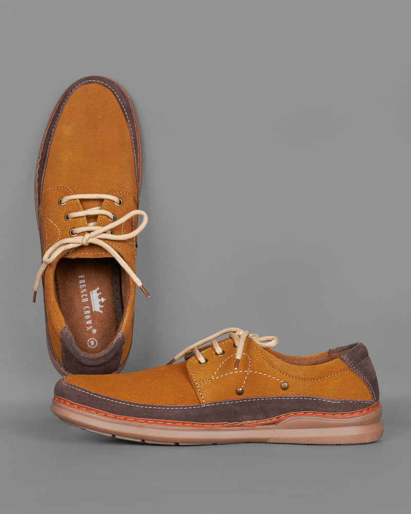 Copper Brown With Cream Lace Debry Suede leather Shoes FT073-6, FT073-7, FT073-8, FT073-9, FT073-10, FT073-11