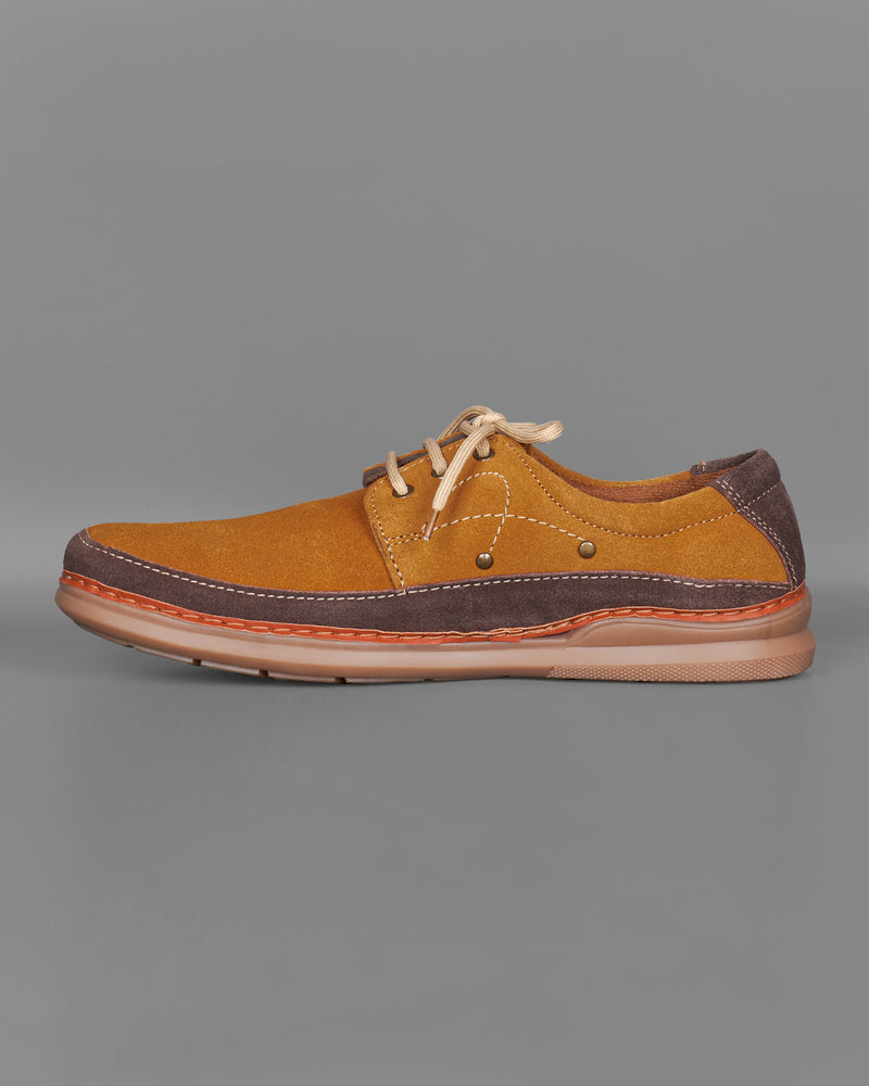 Copper Brown With Cream Lace Debry Suede leather Shoes FT073-6, FT073-7, FT073-8, FT073-9, FT073-10, FT073-11