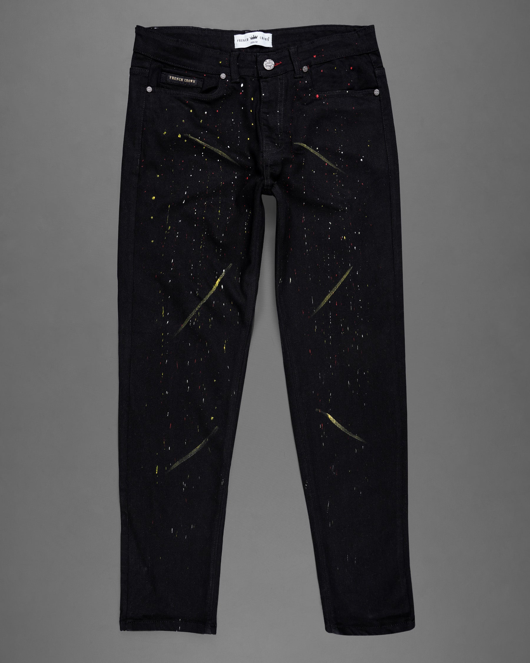 Jade Black Irregular Painting Color Print Stretchable Denim J141-32, J141-34, J141-36, J141-38, J141-40