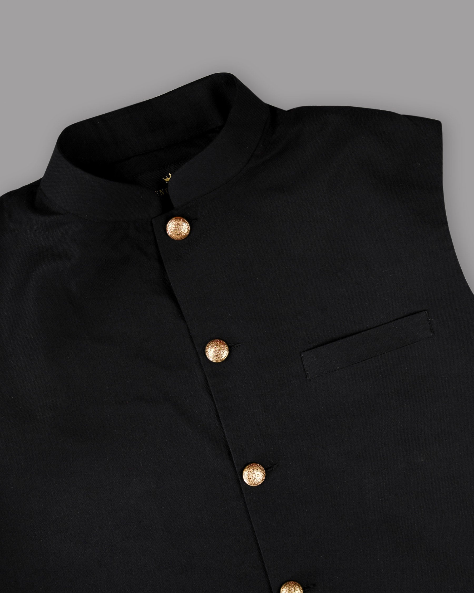 MATT BLACK PREMIUM COTTON NEHRU JACKET NJ152BG-38, NJ152BG-39, NJ152BG-40, NJ152BG-42, NJ152BG-44, NJ152BG-46, NJ152BG-48, NJ152BG-50, NJ152BG-52