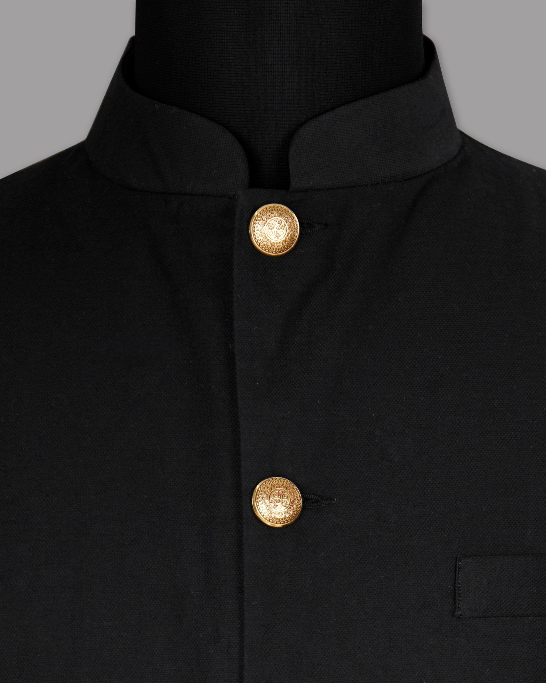 MATT BLACK PREMIUM COTTON NEHRU JACKET NJ152BG-38, NJ152BG-39, NJ152BG-40, NJ152BG-42, NJ152BG-44, NJ152BG-46, NJ152BG-48, NJ152BG-50, NJ152BG-52