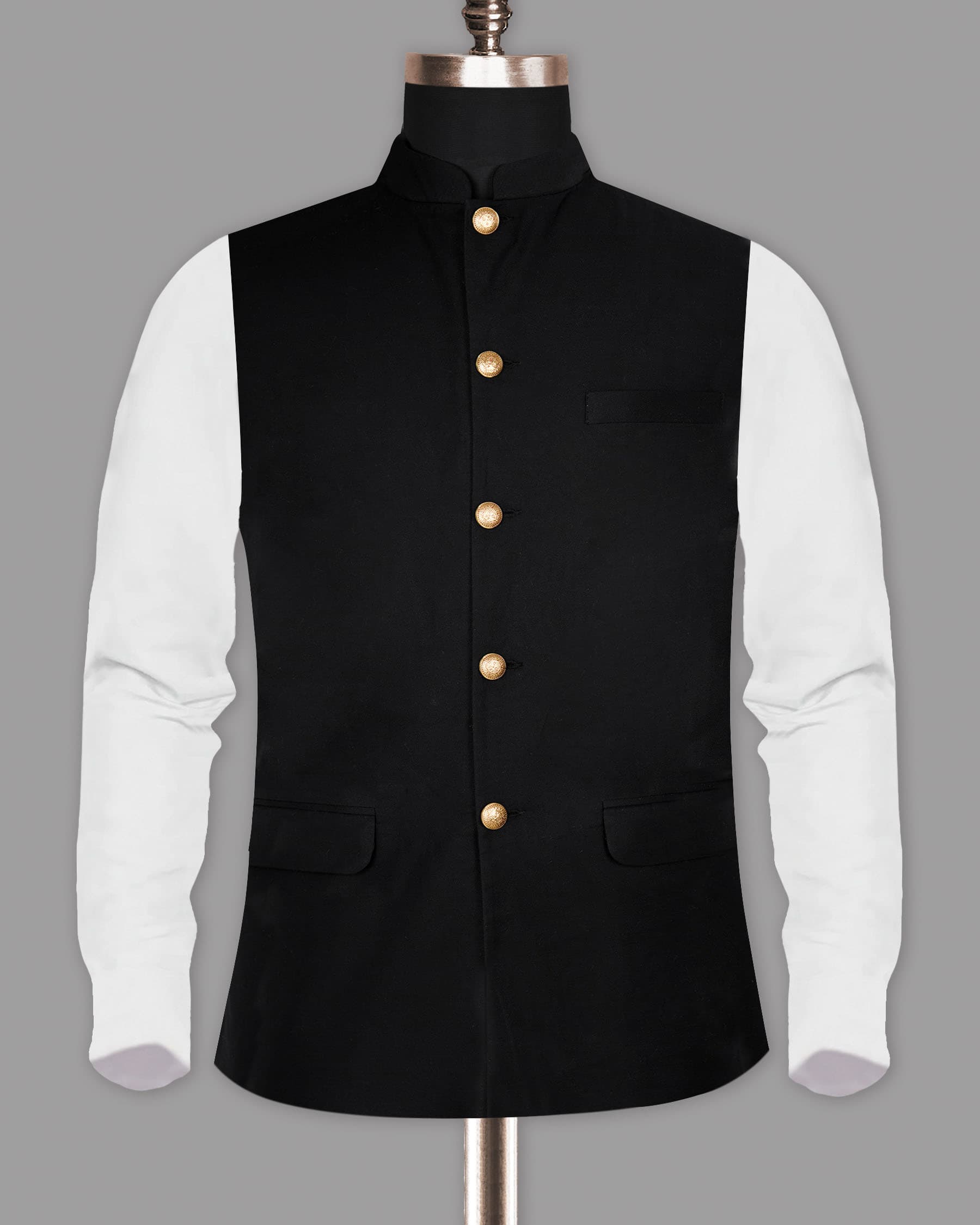 MATT BLACK PREMIUM COTTON NEHRU JACKET NJ152BG-38, NJ152BG-39, NJ152BG-40, NJ152BG-42, NJ152BG-44, NJ152BG-46, NJ152BG-48, NJ152BG-50, NJ152BG-52
