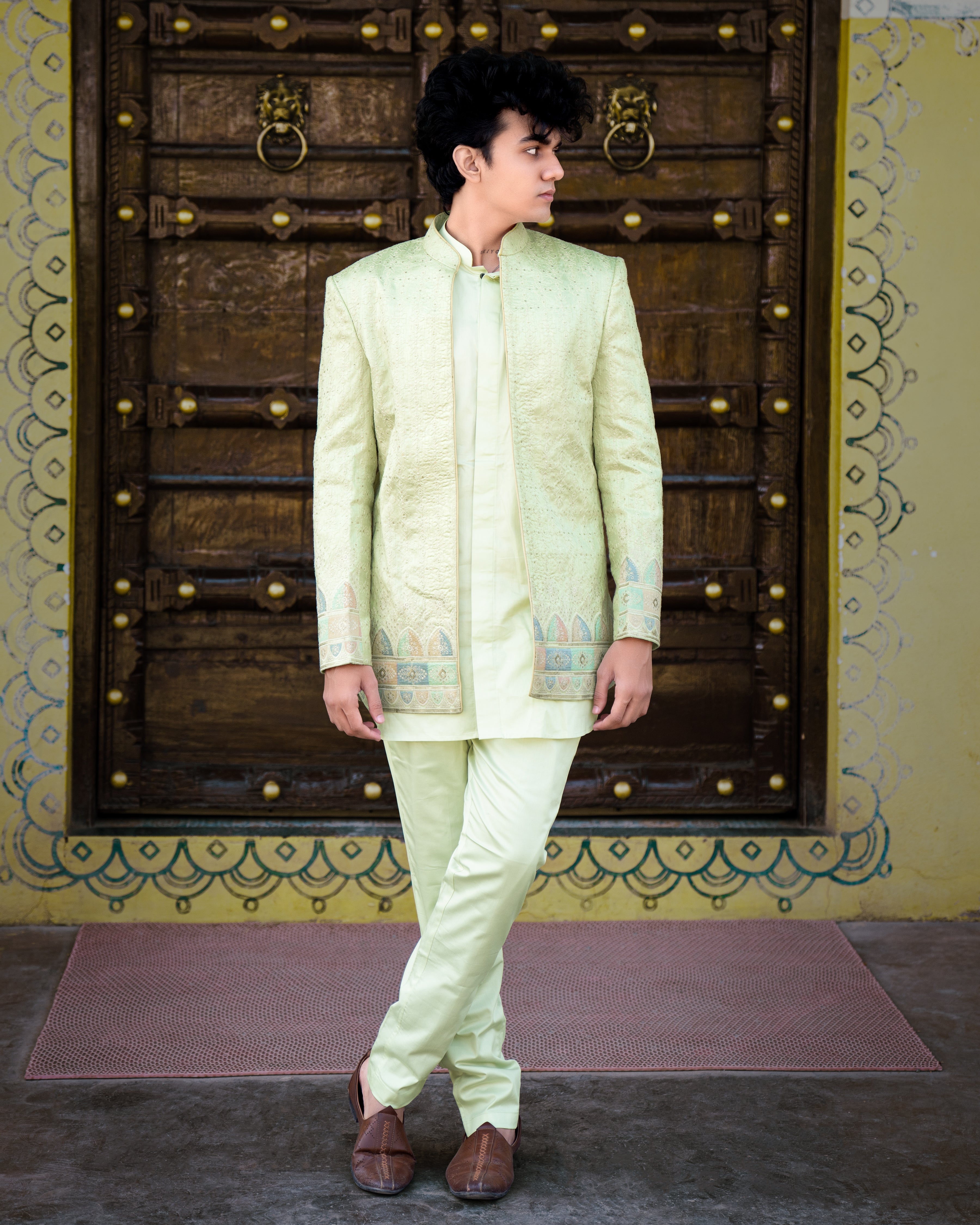 Surf Crest Green Embroidered Jodhpuri with Kurta Shirt and Pants Set SH014-SRW19-36, SH014-SRW19-38, SH014-SRW19-40, SH014-SRW19-42, SH014-SRW19-44, SH014-SRW19-46, SH014-SRW19-48, SH014-SRW19-50, SH014-SRW19-52, SH014-SRW19-54, SH014-SRW19-56, SH014-SRW19-58, SH014-SRW19-60