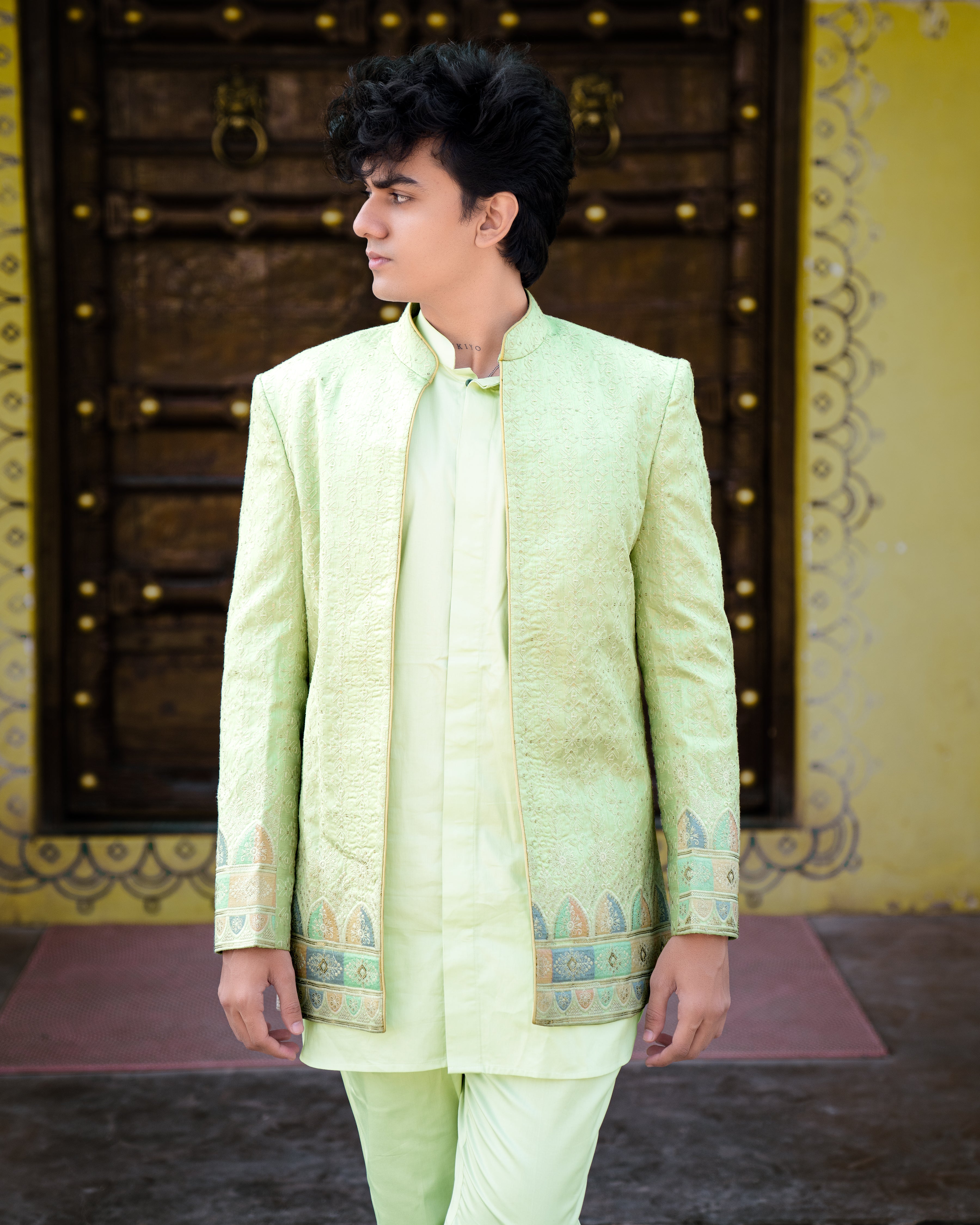 Bone Green Subtle Sheen Super Soft Premium Cotton Kurta K058-SH014
